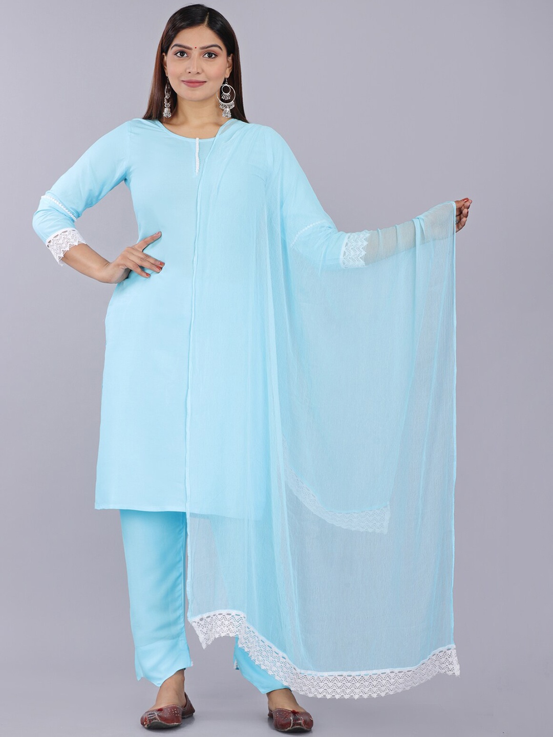 

Aarti Fashion Round Neck Kurta with Trousers & Dupatta, Blue