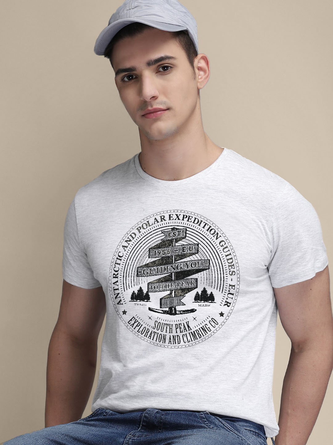 

Free Authority Men Typography Printed Cotton T-shirt, Grey