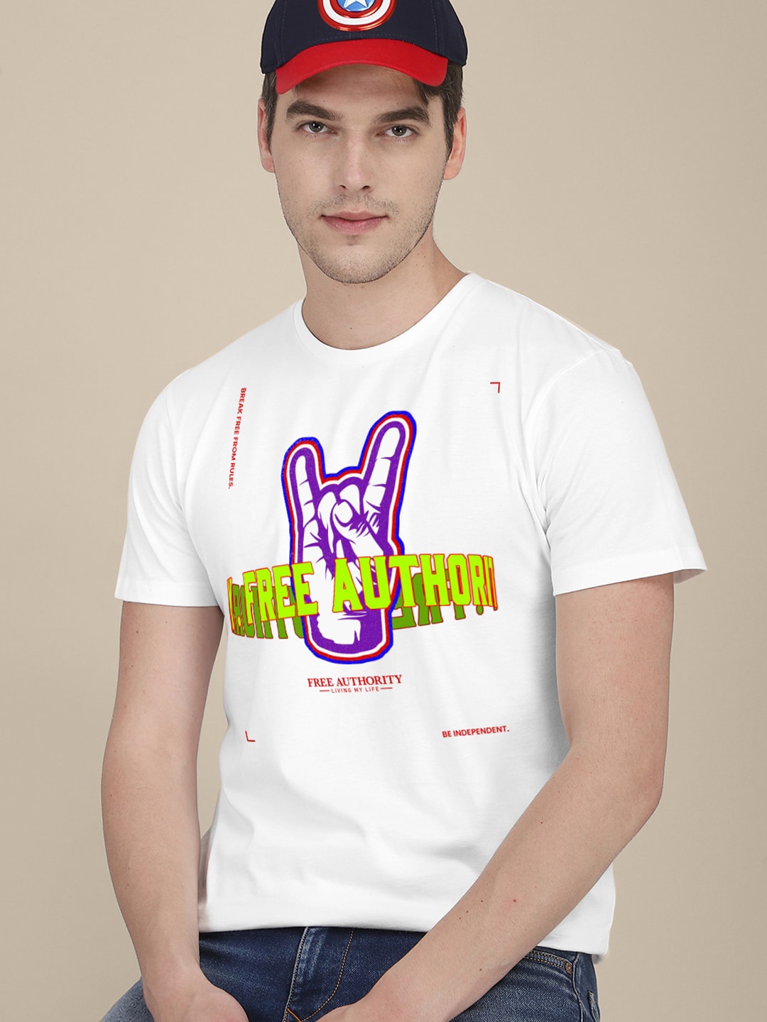 

Free Authority Men Typography Printed Cotton T-shirt, White