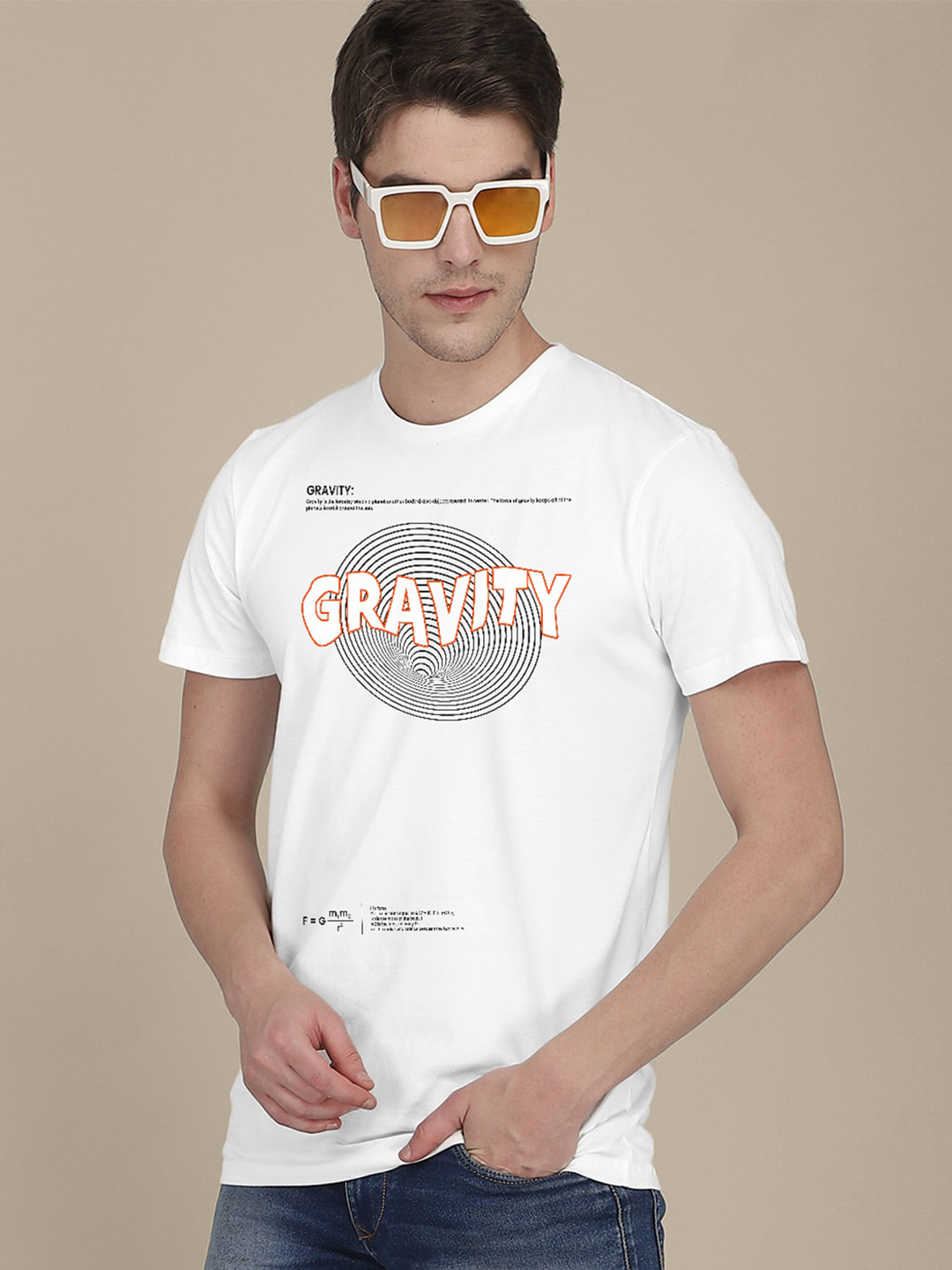 

Free Authority Men Printed Cotton T-shirt, White