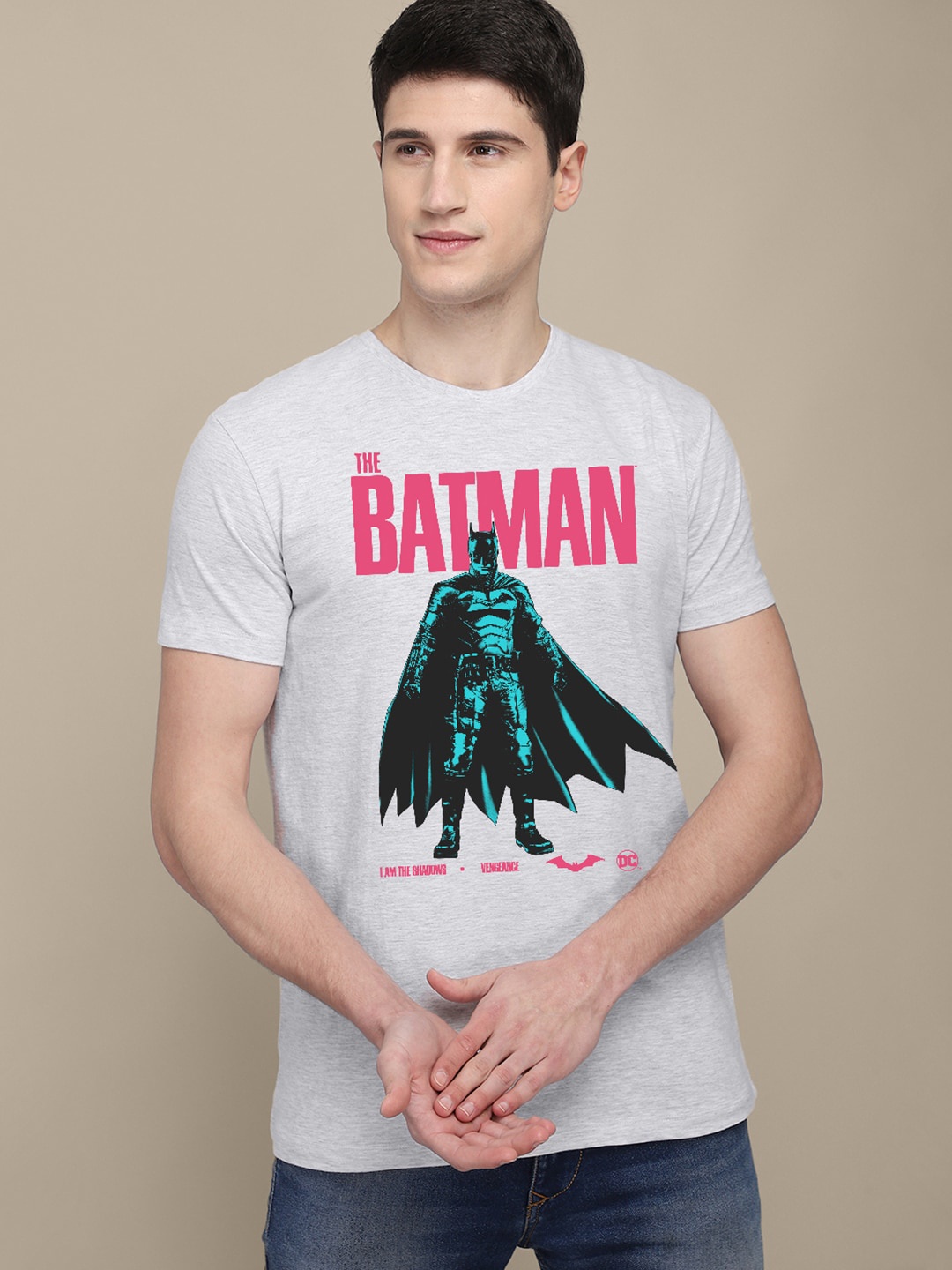 

Free Authority Men Batman Printed Cotton T-shirt, Grey