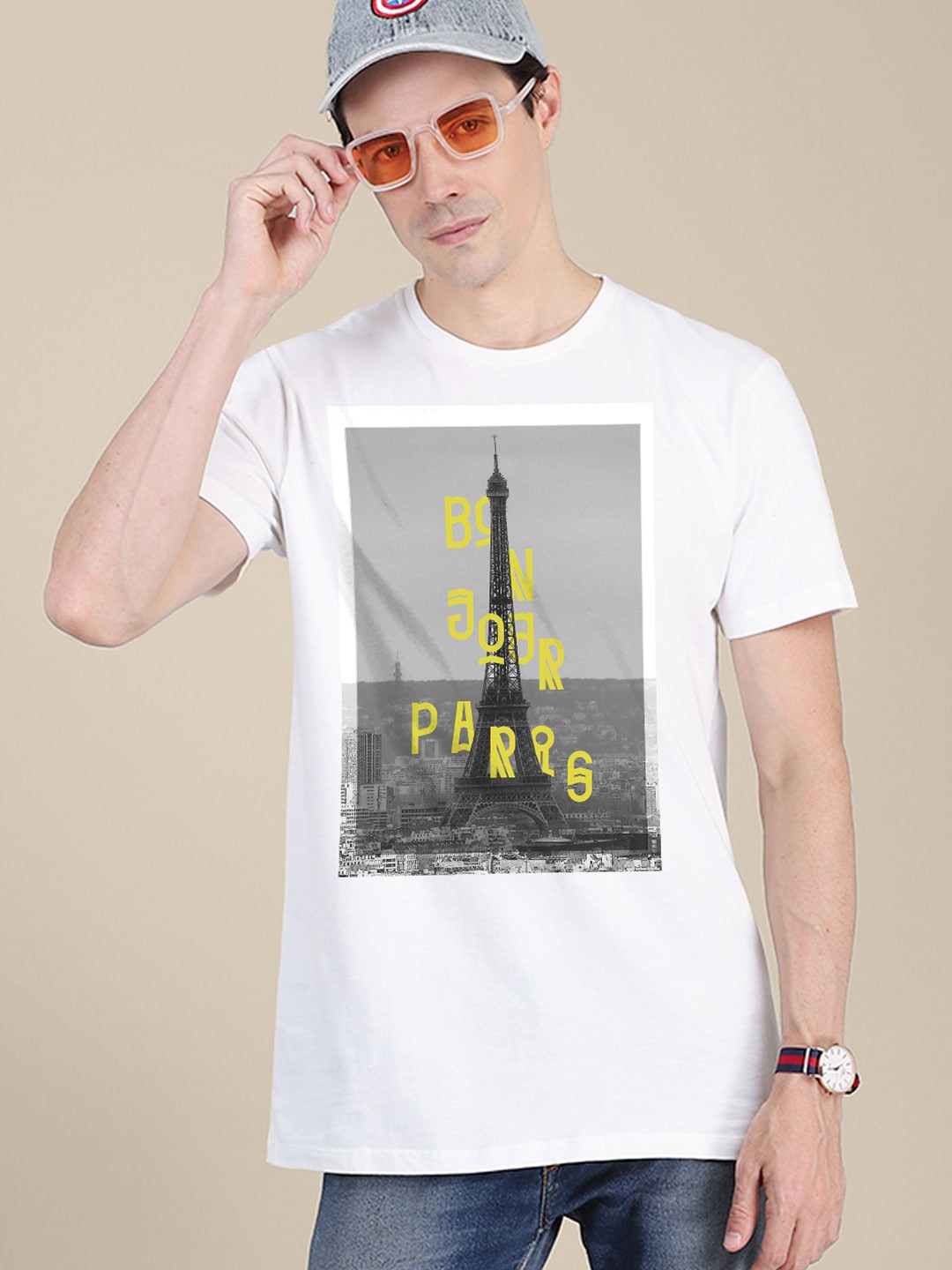 

Free Authority Men Printed Cotton T-shirt, White