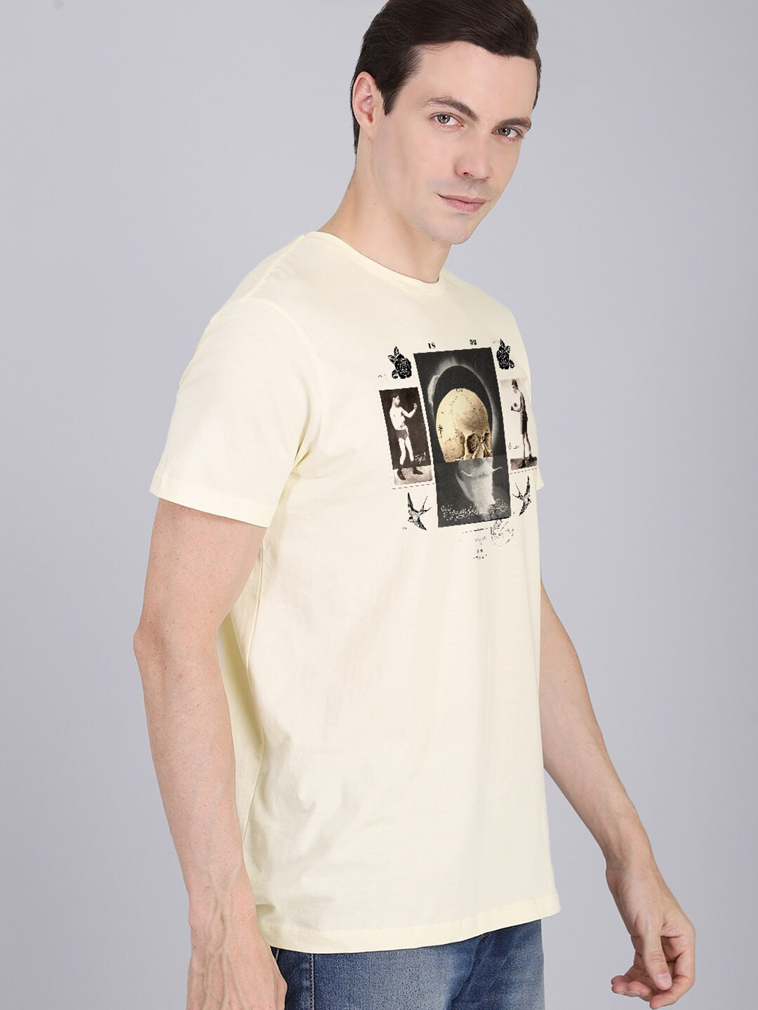 

Free Authority Men Graphic Printed Cotton T-shirt, Off white