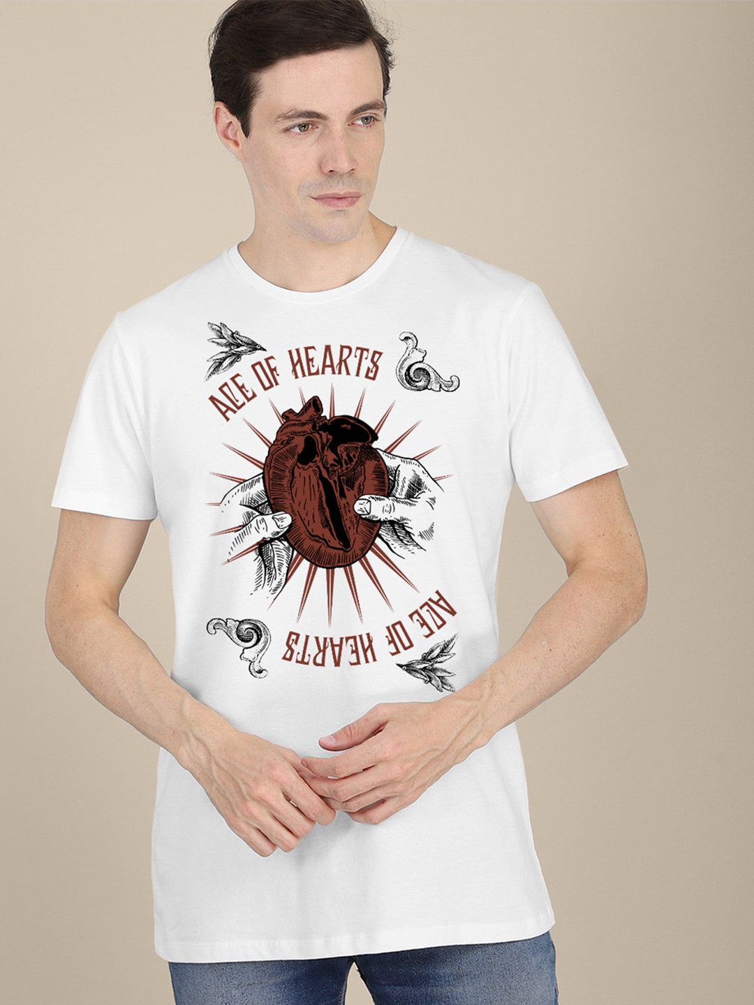 

Free Authority Men Graphic Printed Cotton T-shirt, White