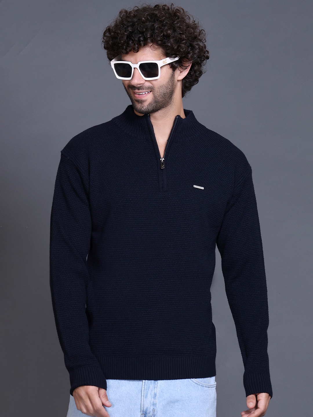 

GODFREY Men Acrylic Pullover, Navy blue