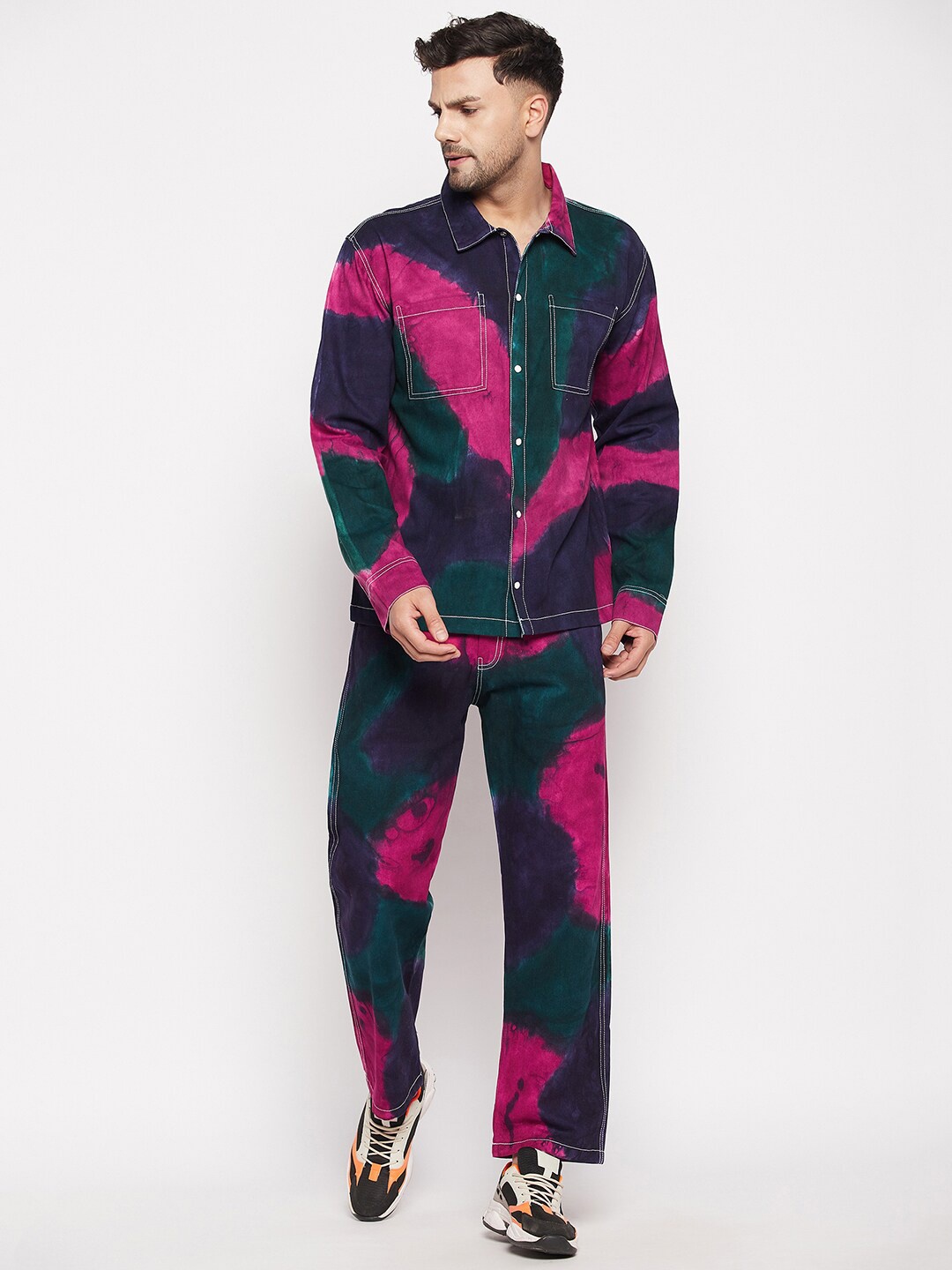 

FUGAZEE Men Dyed Shirt with Trousers, Pink