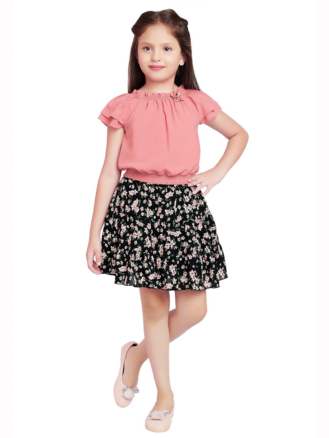 

Tiny Baby Girls Top with Skirt, Black