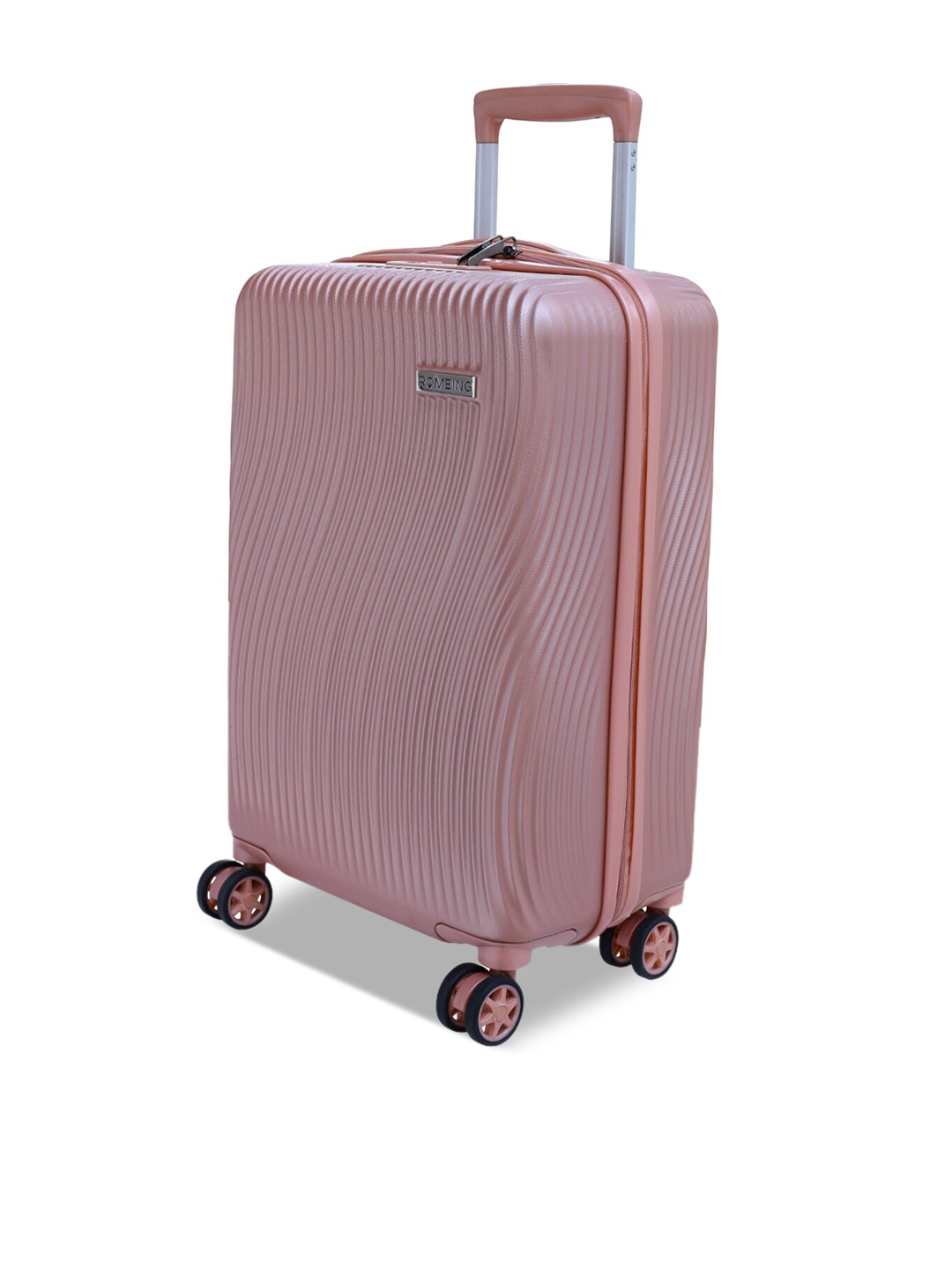 

ROMEING Milano Textured Cabin Hard-Sided Trolley Suitcase, Rose gold