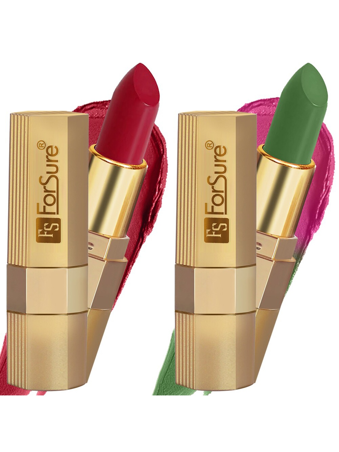 

ForSure Xpression Set Of 2 Long Lasting Matte Highly Pigmented & Creamy Matte Lipstick_3.5 gm Each-Red Matte 303-Natural Pink 305