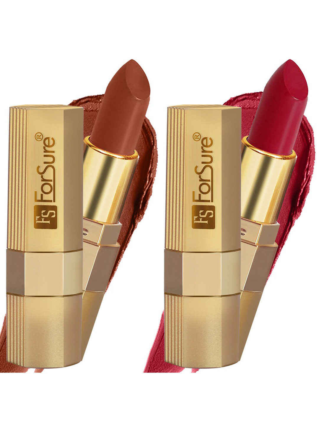 

ForSure Xpression Set Of 2 Long Lasting Matte Lipsticks 3.5 g Each- Rust Brown 301- Red Matte 303