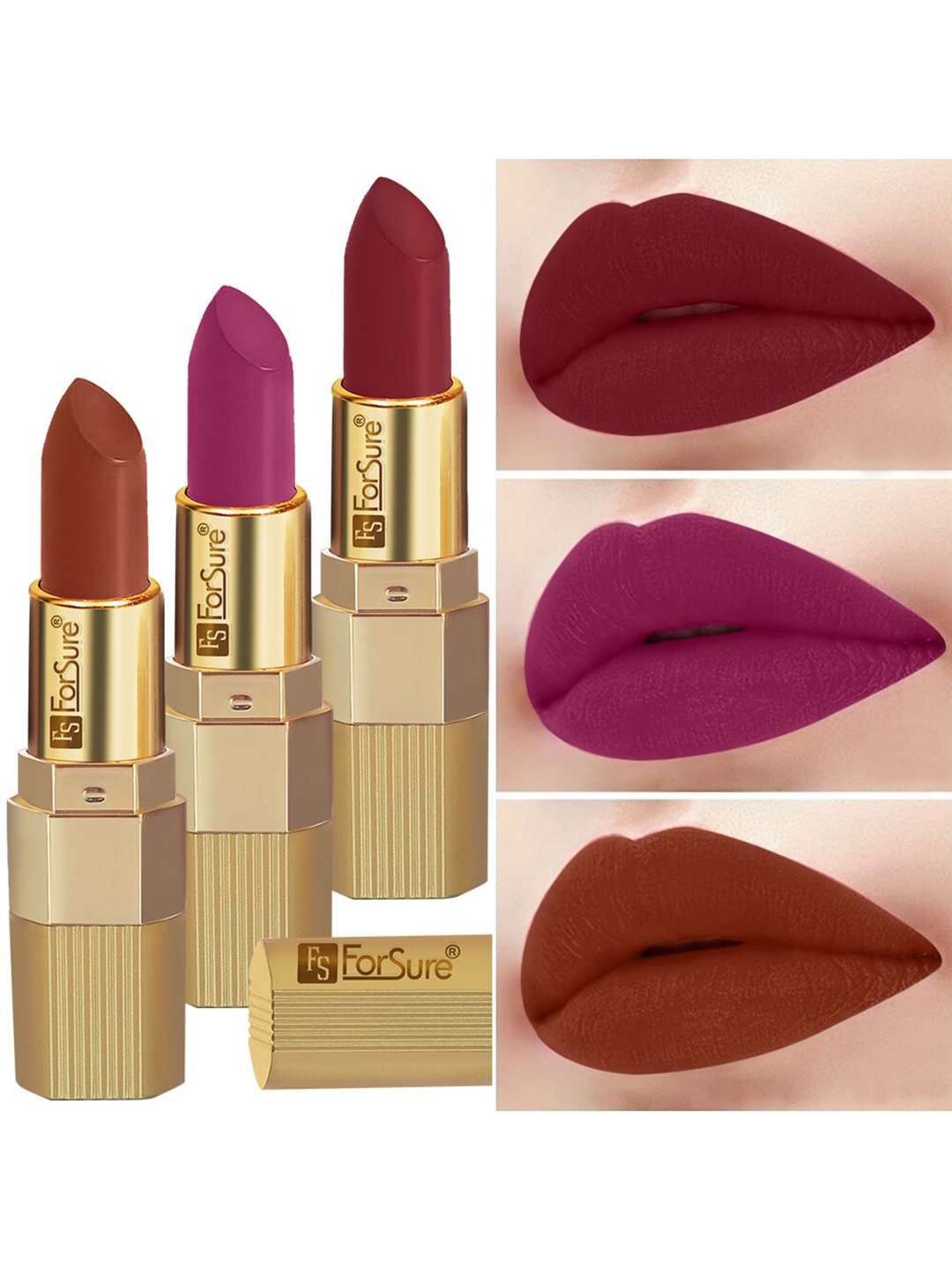 

ForSure Set Of 3 Xpression Long Lasting Highly Pigmented Creamy Matte Lipstick - 3.5g Each, Brown