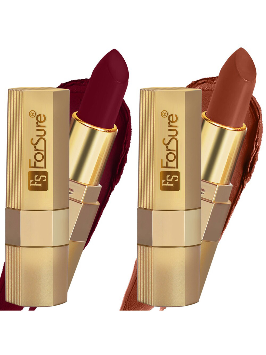 

ForSure Xpression Set Of 2 Long Lasting Matte Lipsticks - Maroon 307 & Rust Brown 301