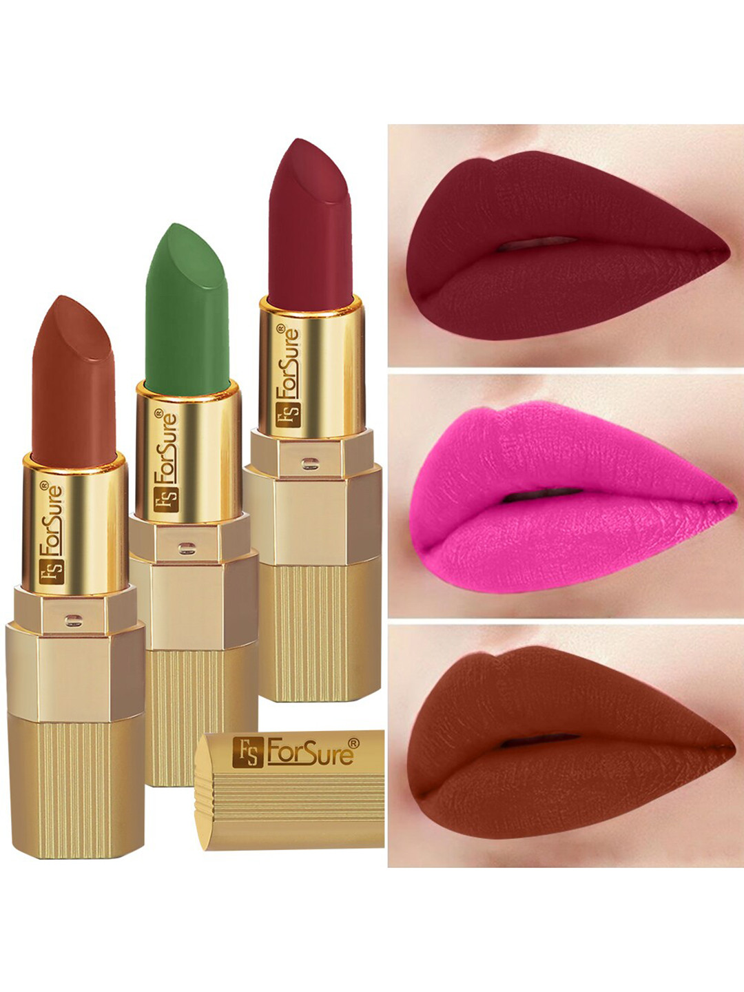

ForSure Set Of 3 Xpression Long Lasting Highly Pigmented Creamy Matte Lipstick - 3.5g Each, Brown