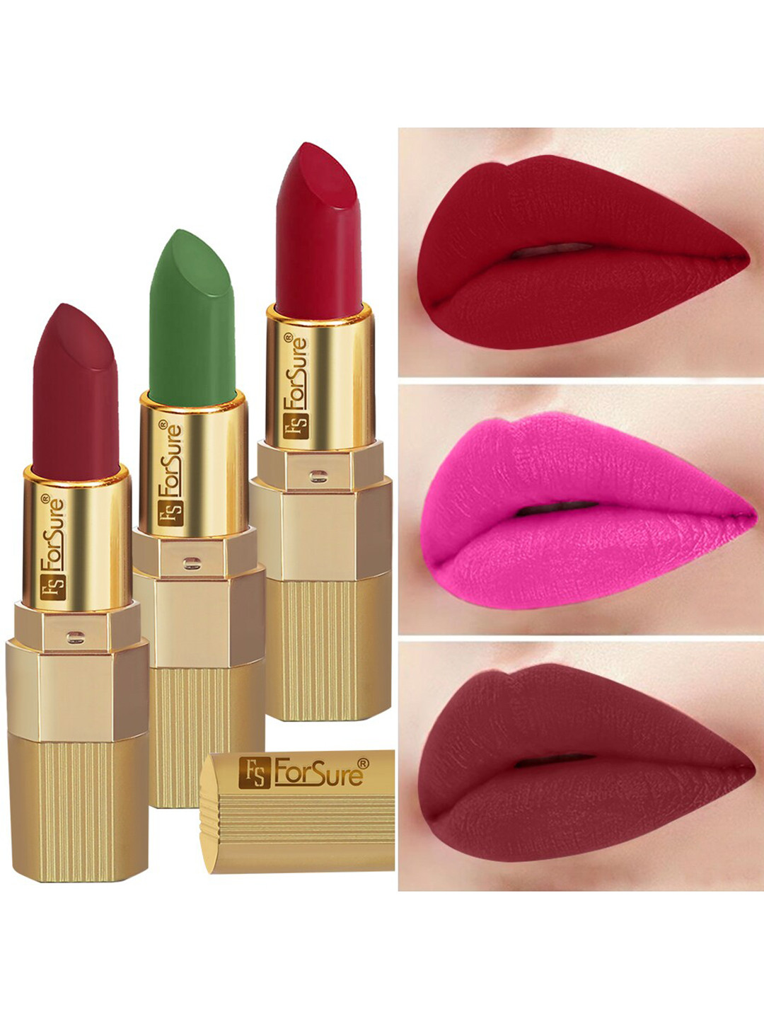 

ForSure Set Of 3 Xpression Long Lasting Highly Pigmented Creamy Matte Lipstick - 3.5g Each, Pink