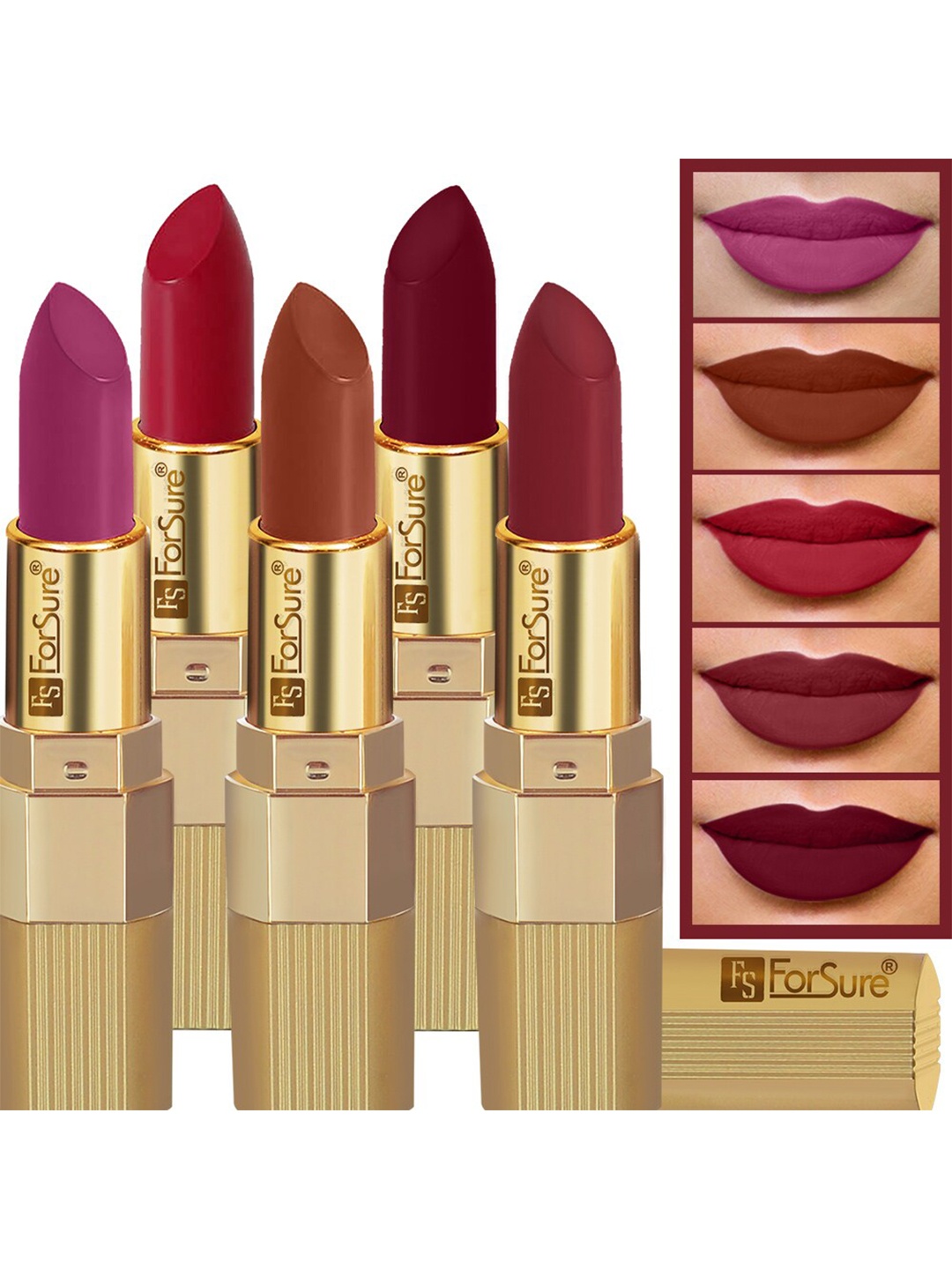 

ForSure Set Of 5 Xpression Long Lasting Highly Pigmented Creamy Matte Lipstick - 3.5g Each, Brown