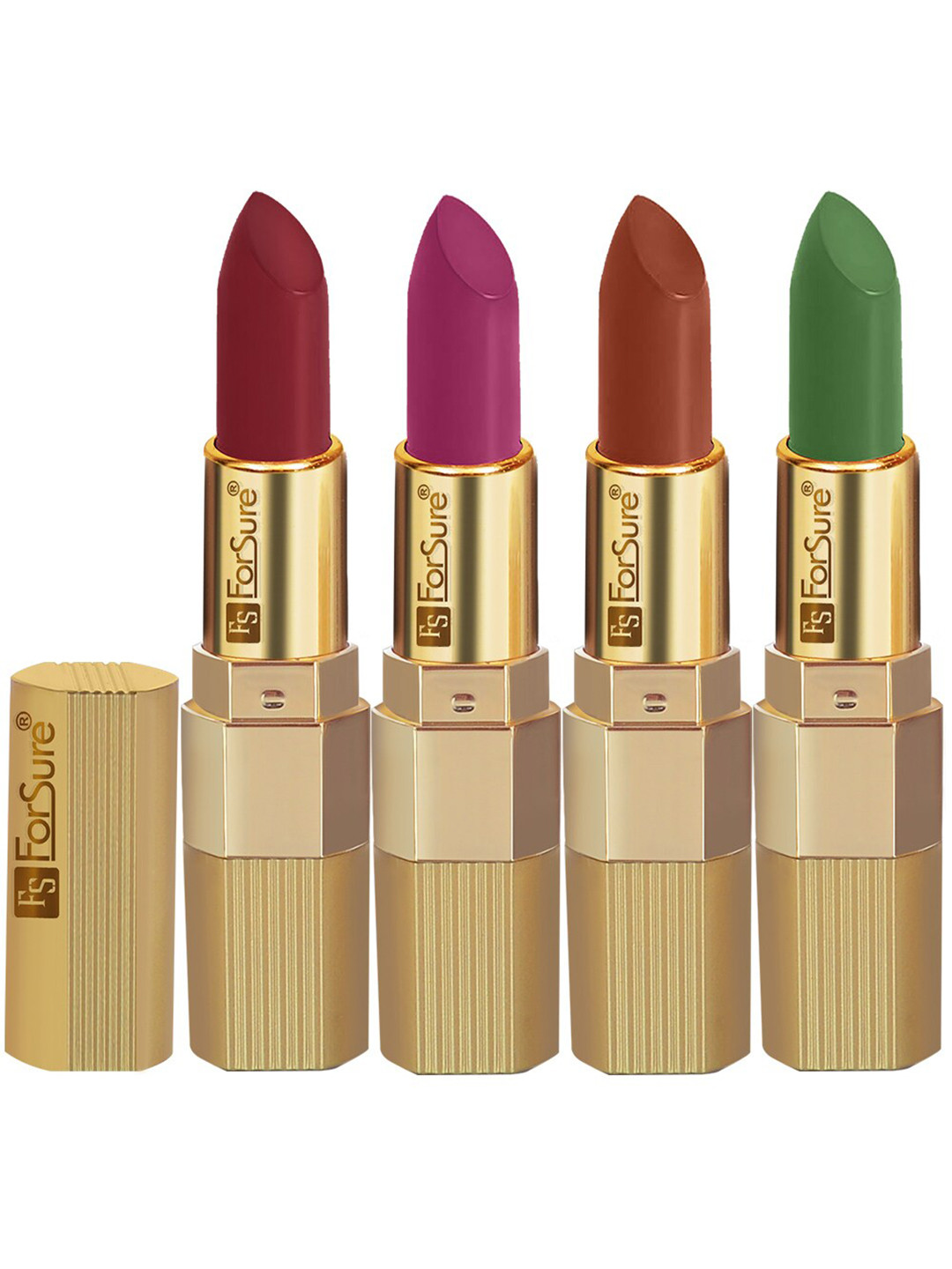 

ForSure Set Of 4 Long Lasting Matte Lipsticks 3.5 gm Each-Rust Brown 301 & Magenta 302