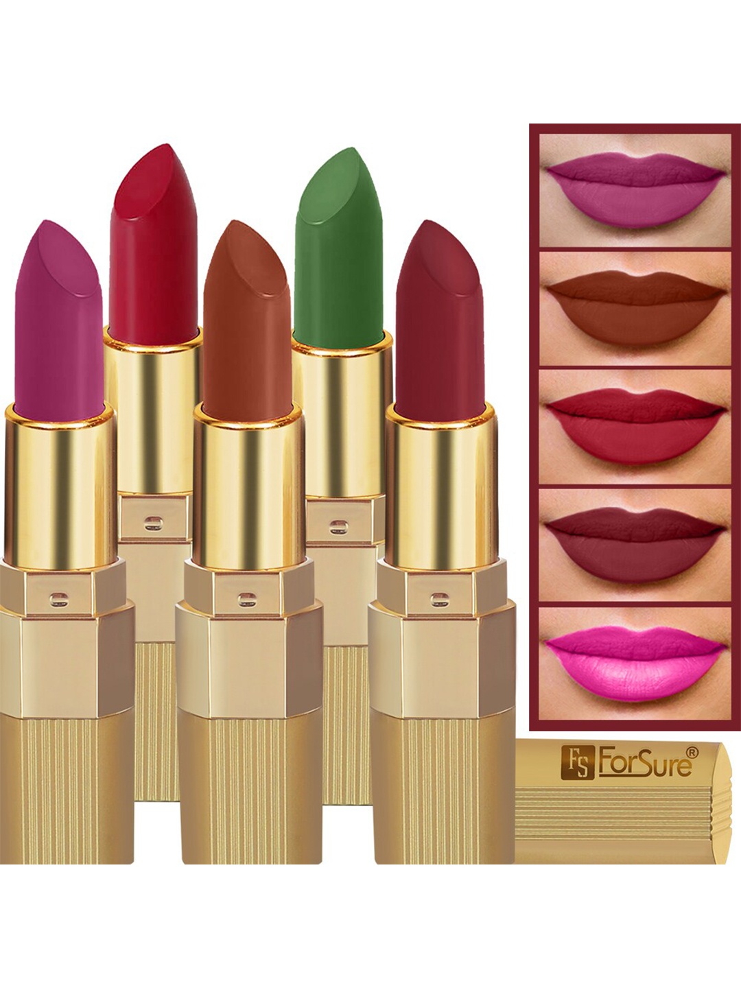 

ForSure Xpression Set Of 5 Long Lasting Matte Lipsticks 3.5 gm Each, Brown