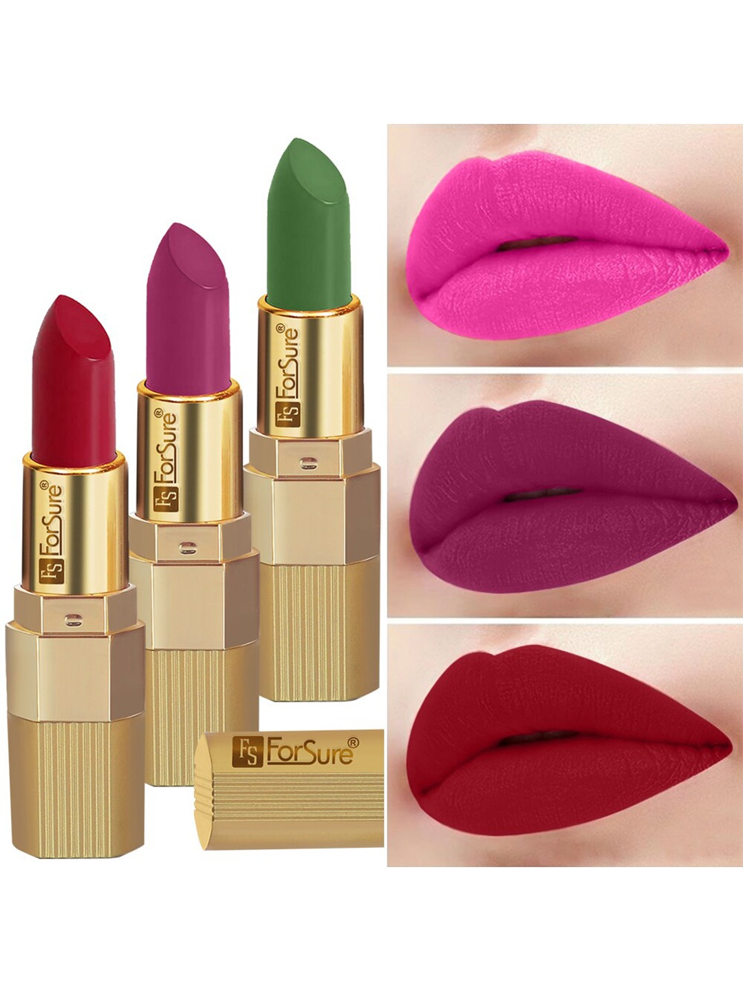 

ForSure Xpression Set Of 3 Long Lasting Matte Lipsticks 3.5 gm Each, Magenta