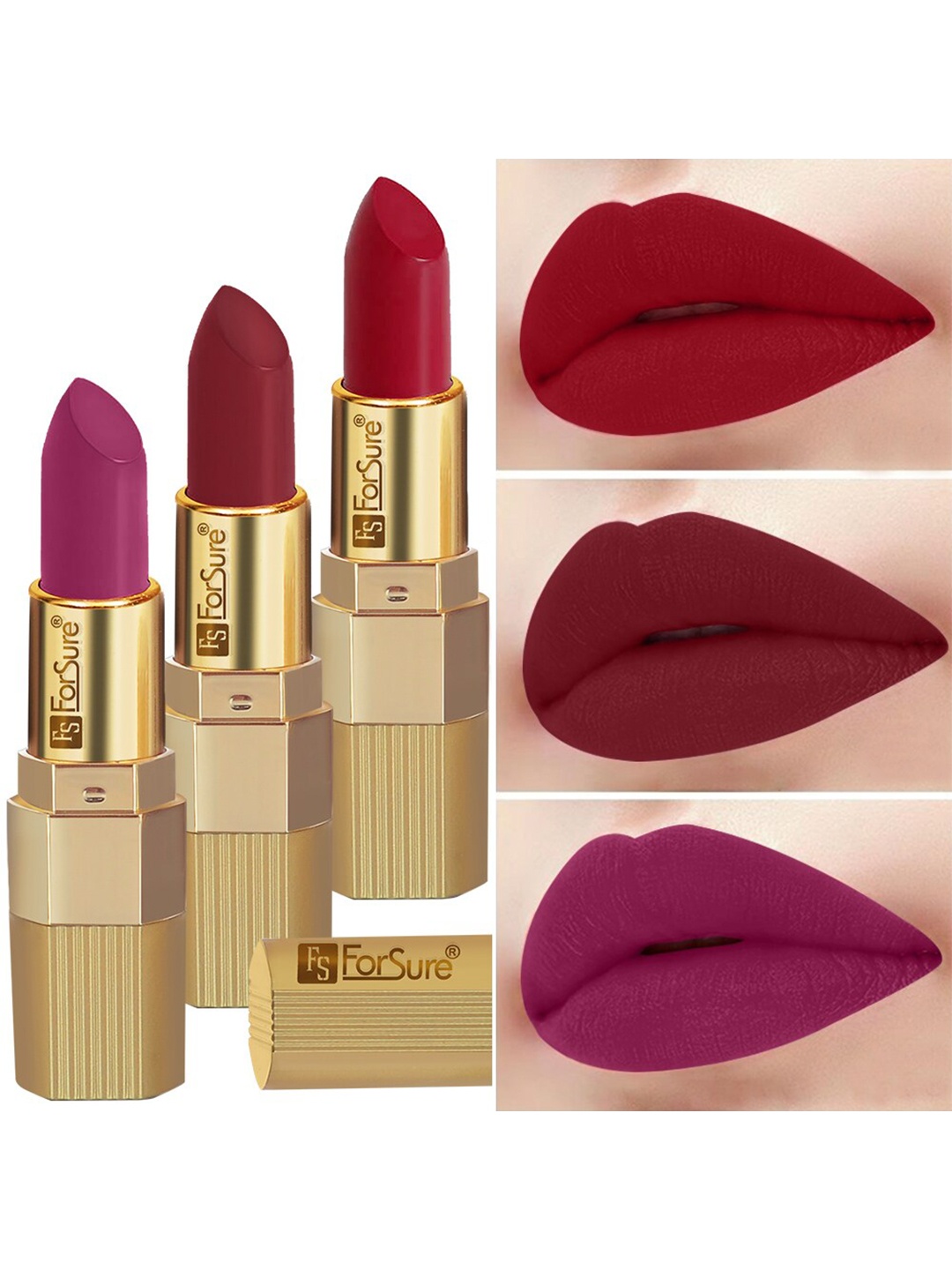 

ForSure Xpression Set Of 3 Long Lasting Matte Lipsticks 3.5 gm Each, Magenta