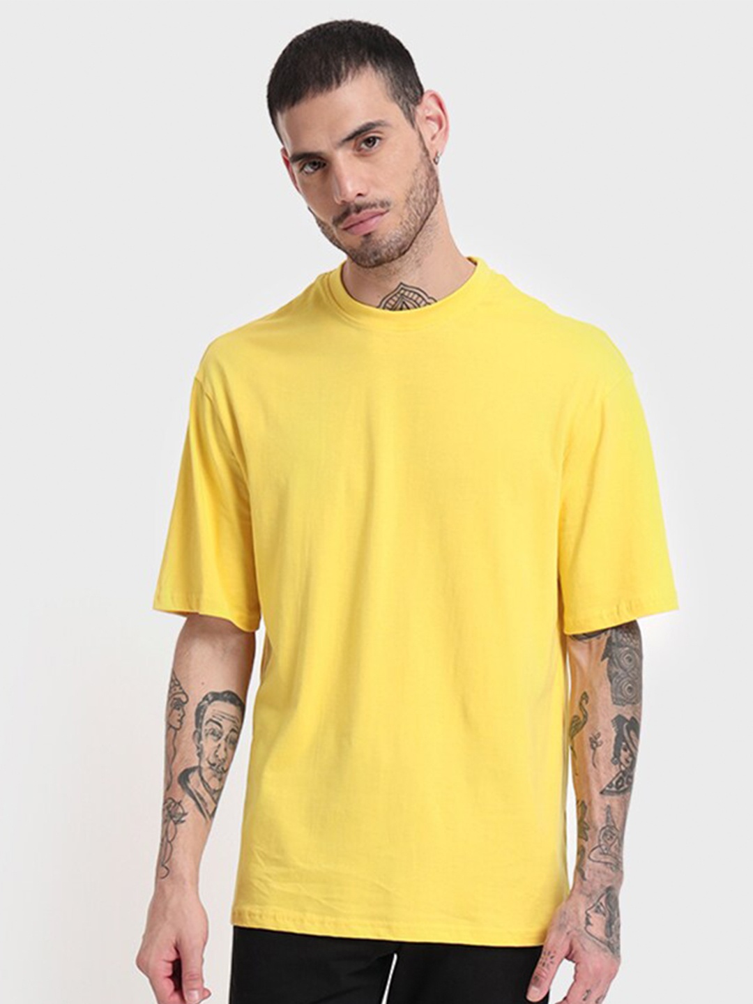 

Bewakoof Men Cotton Loose T-shirt, Yellow