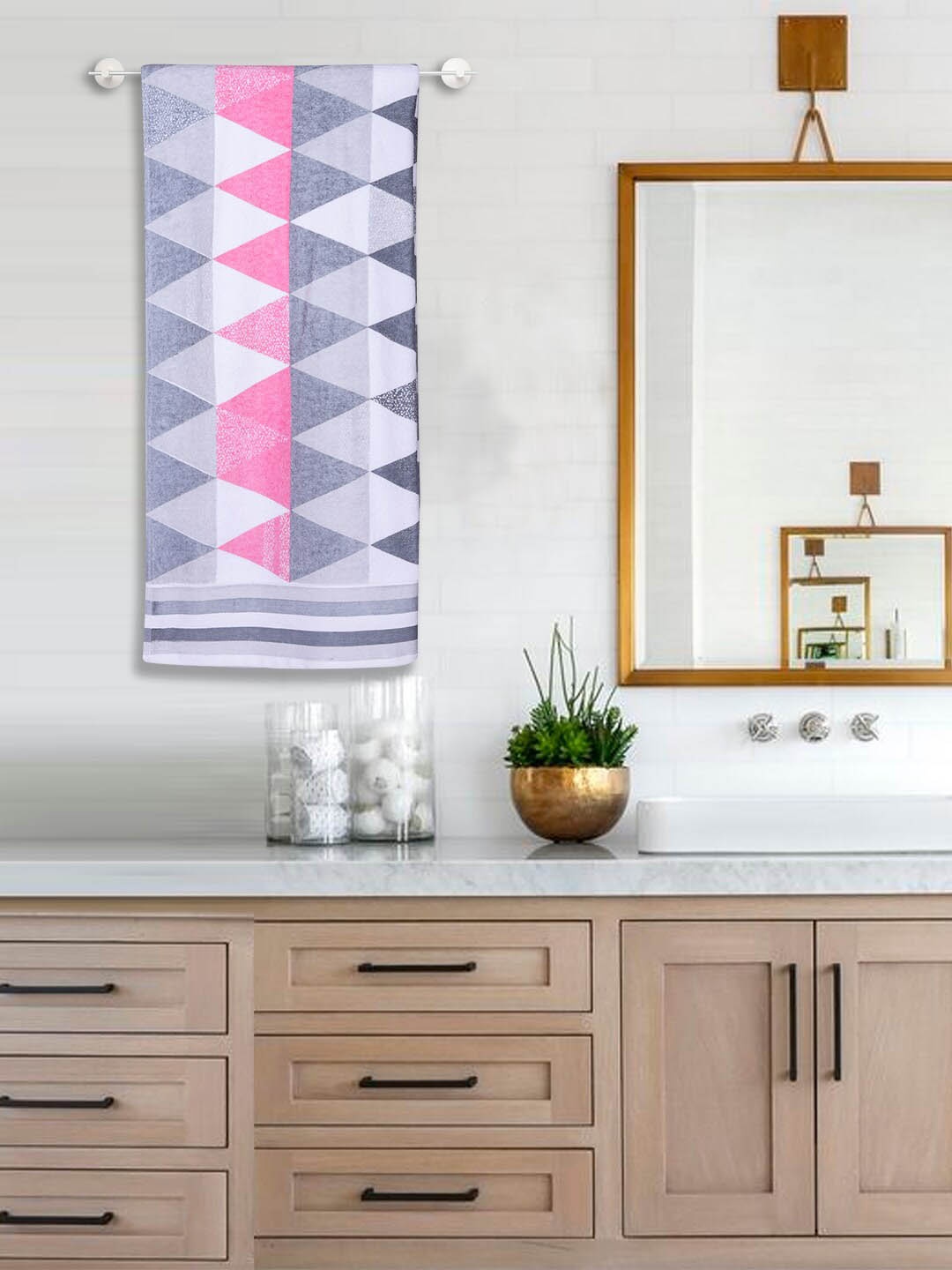 

RANGOLI 3 pcs Printed Pure Cotton Towel set, White