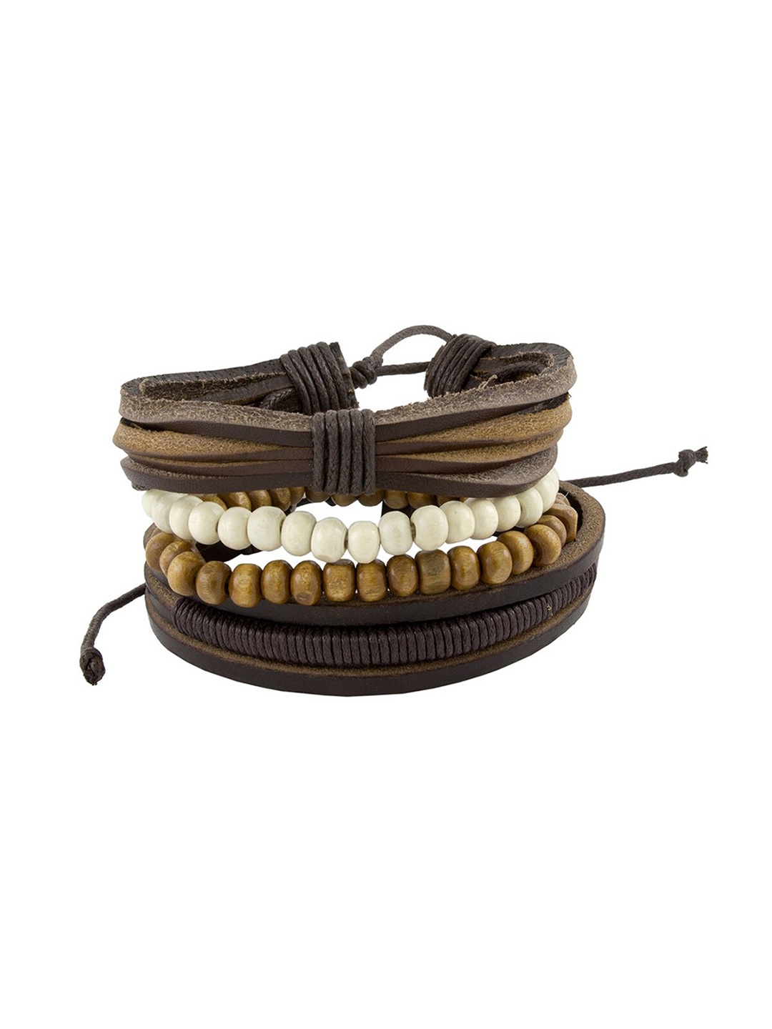 

ZIVOM Men Leather Multistrand Bracelet, Brown