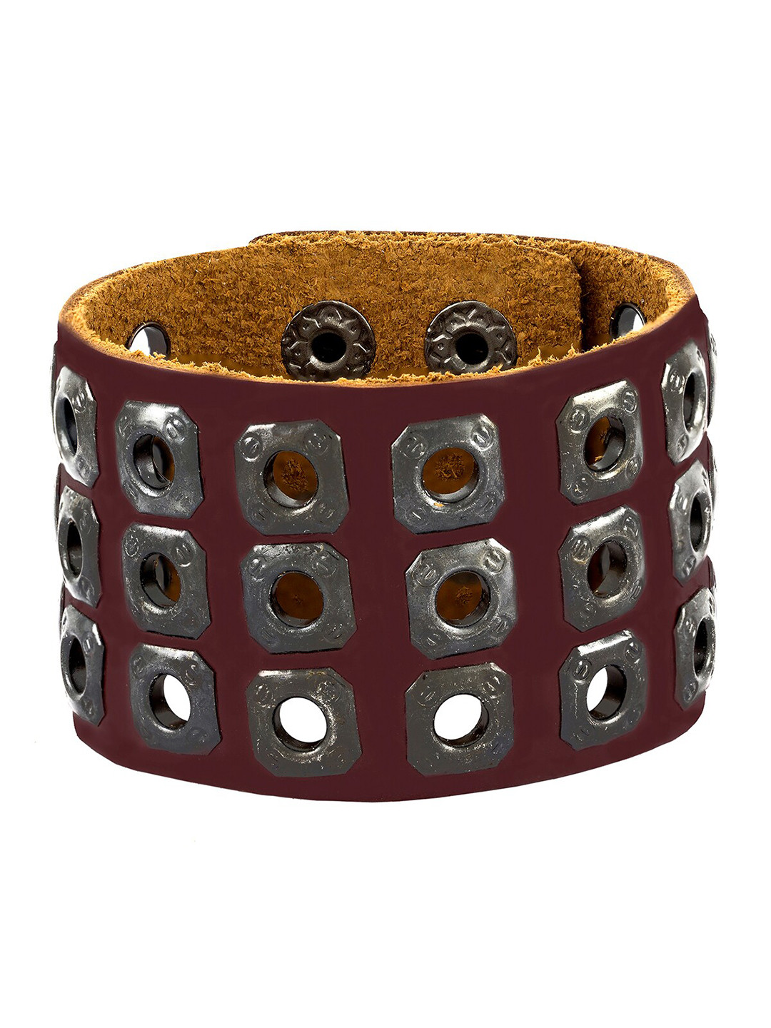 

ZIVOM Men Leather Silver-Plated Multistrand Bracelet