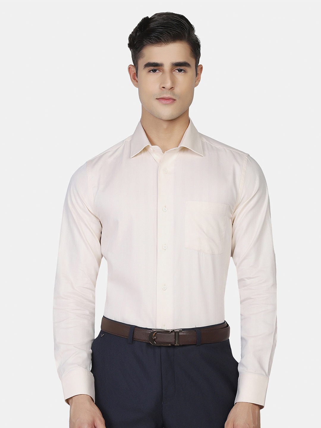 

Blackberrys Men Slim Fit Pure Cotton Formal Shirt, Yellow