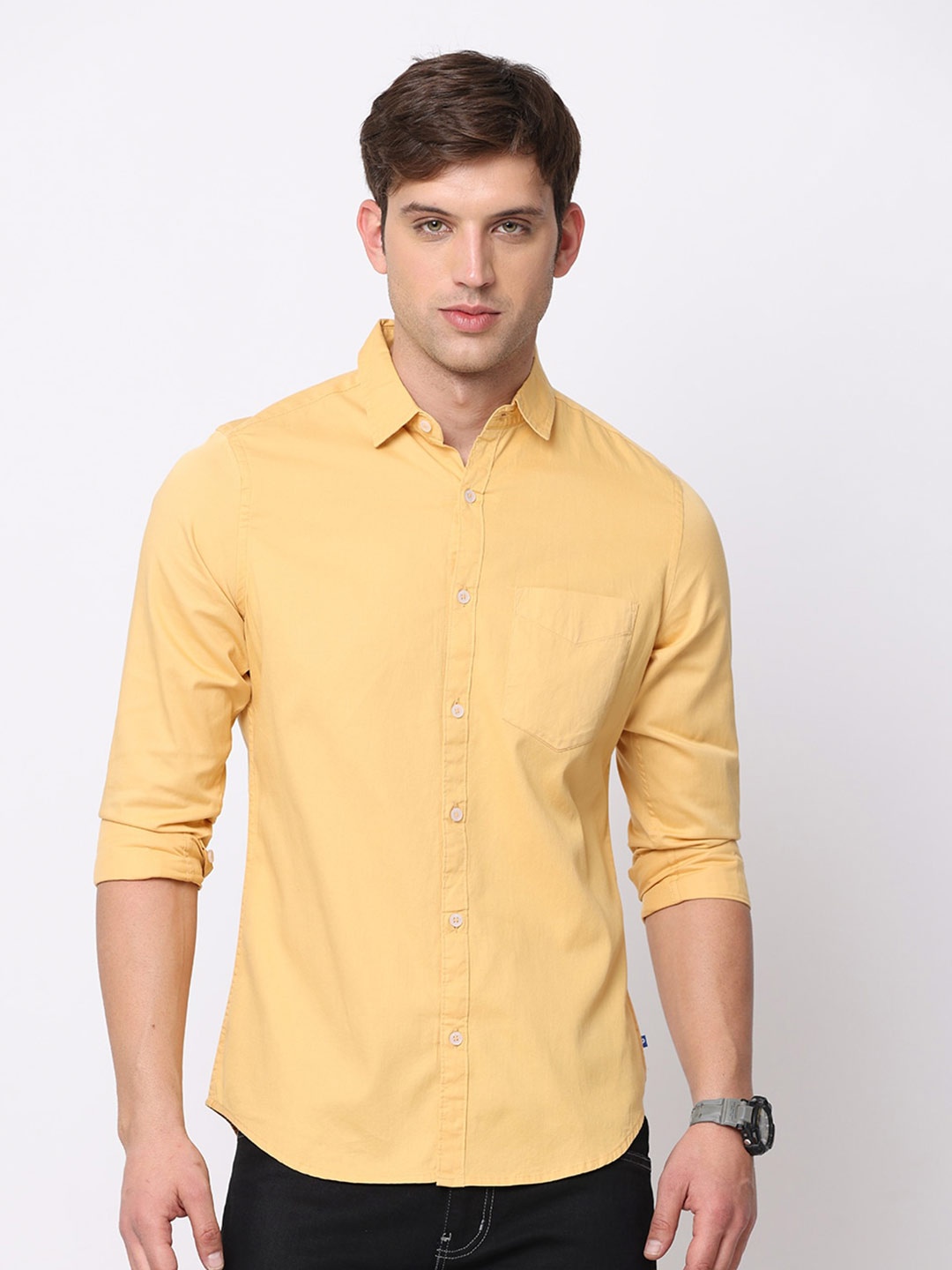 

NIRVAAN Men Slim Fit Pure Cotton Casual Shirt, Orange