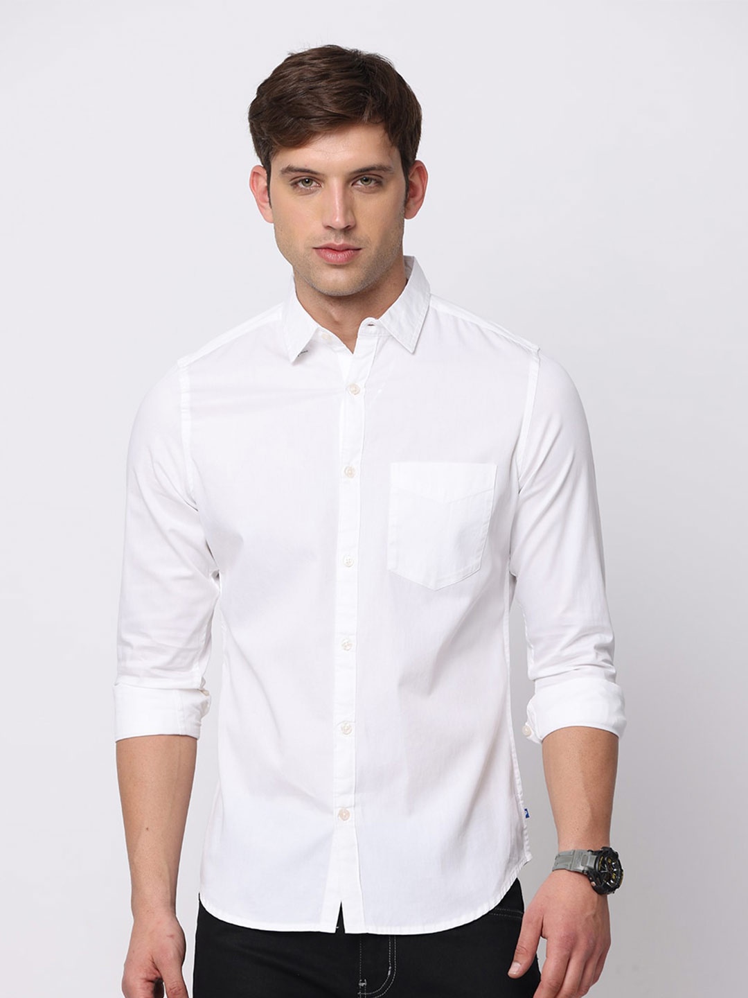 

NIRVAAN Men Slim Fit Pure Cotton Casual Shirt, White