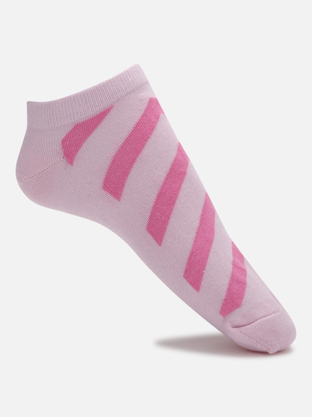 

FOREVER 21 Women Striped Ankle-Length Socks, Pink
