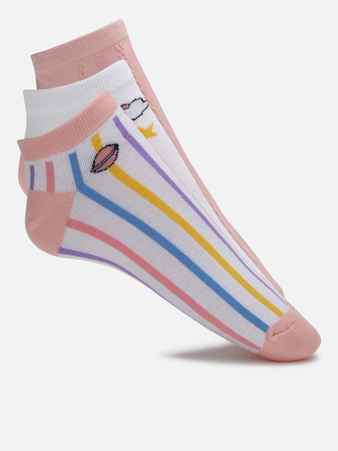 

FOREVER 21 Women Pack Of 3 Assorted Ankle-Length Socks