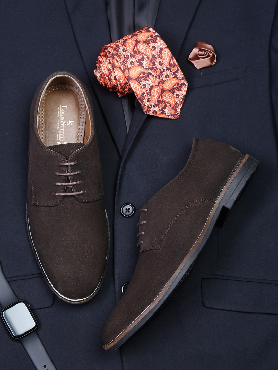 

LOUIS STITCH Men Solid Formal Derbys, Brown