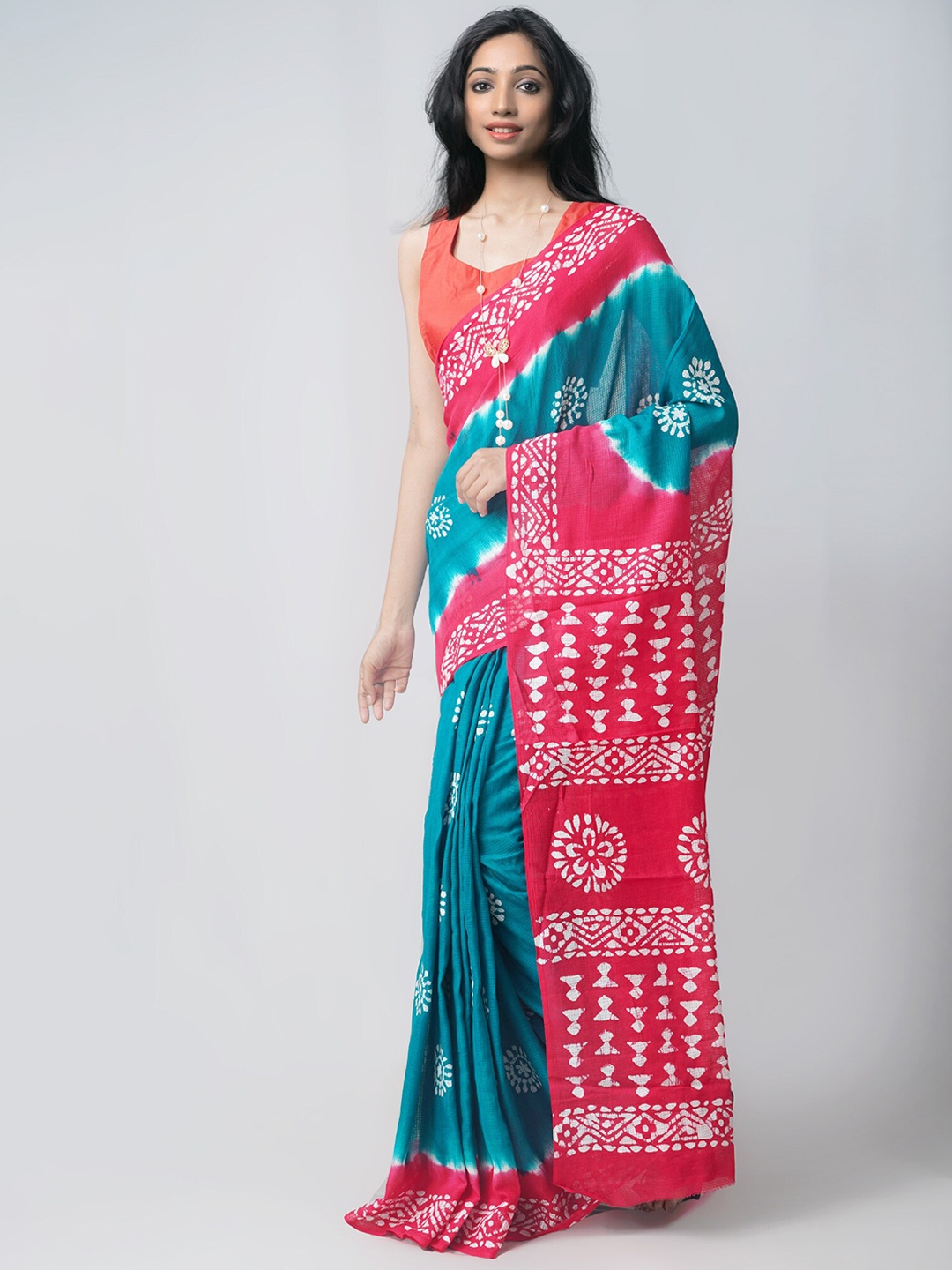 

Unnati Silks Batik Pure Cotton Kota Saree, Green
