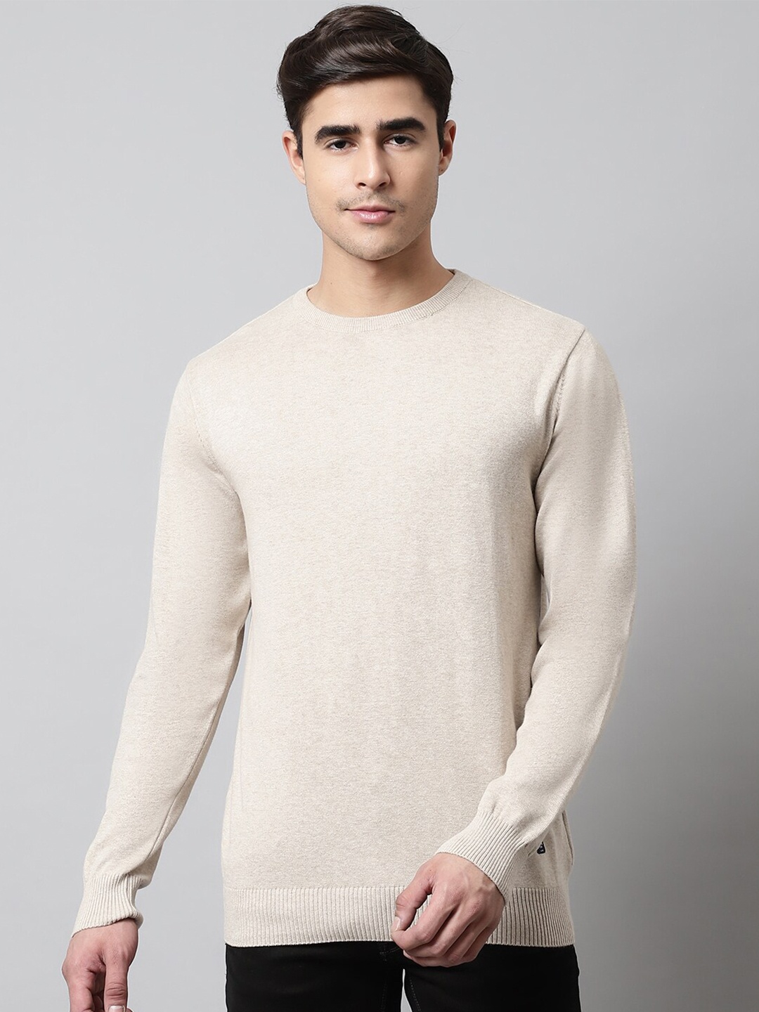 

Cantabil Men Round Neck Long Sleeves Wool Pullover, White