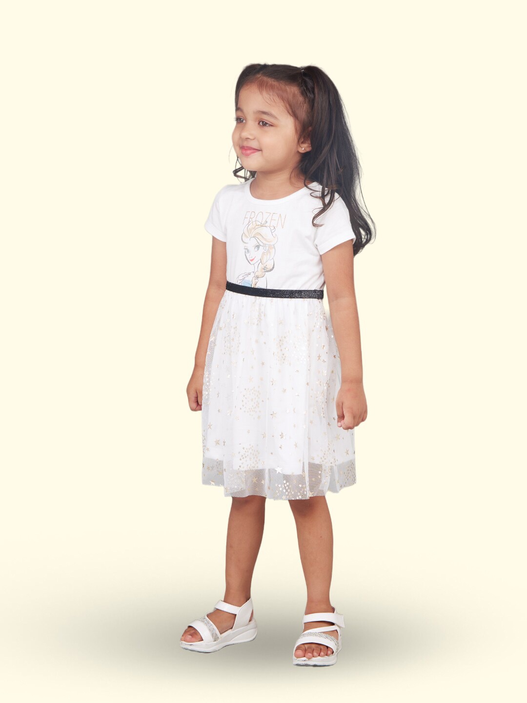 

Zalio Round Neck Fit & Flare Cotton Dress, White