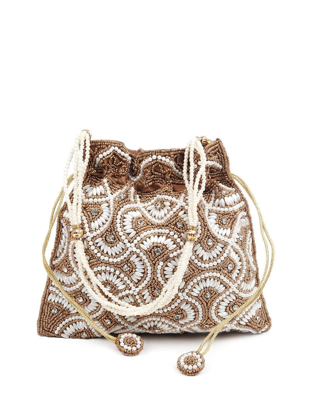 

ODETTE Embellished Bucket Hobo Bag, Brown