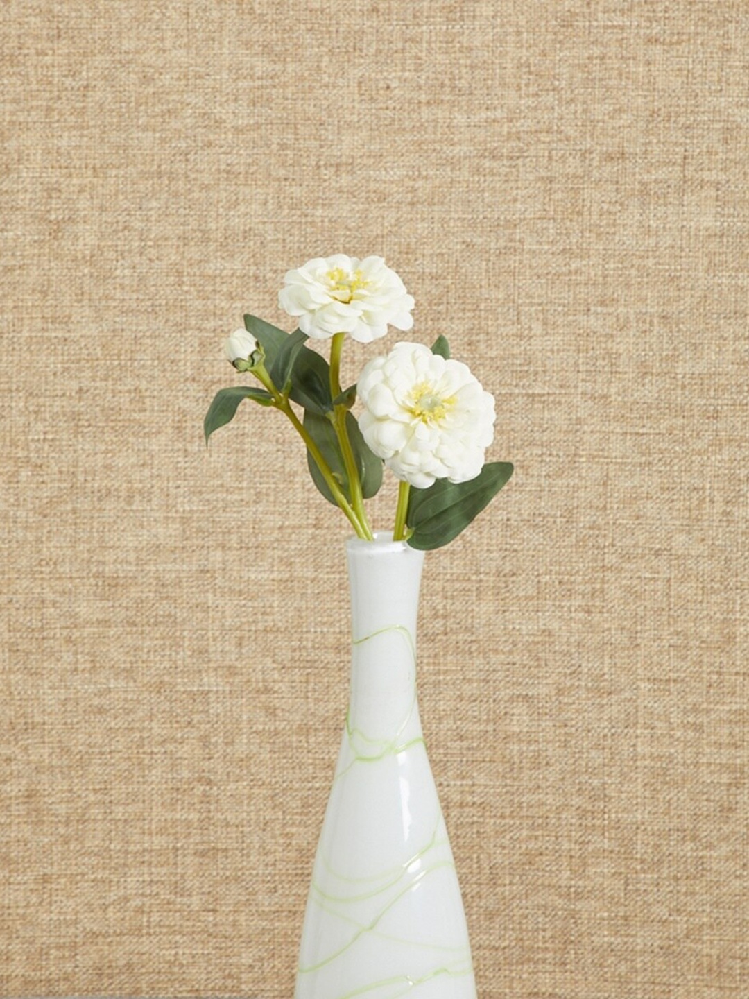 

Home Centre White & Green Orbis Rose Artificial Garden Flower