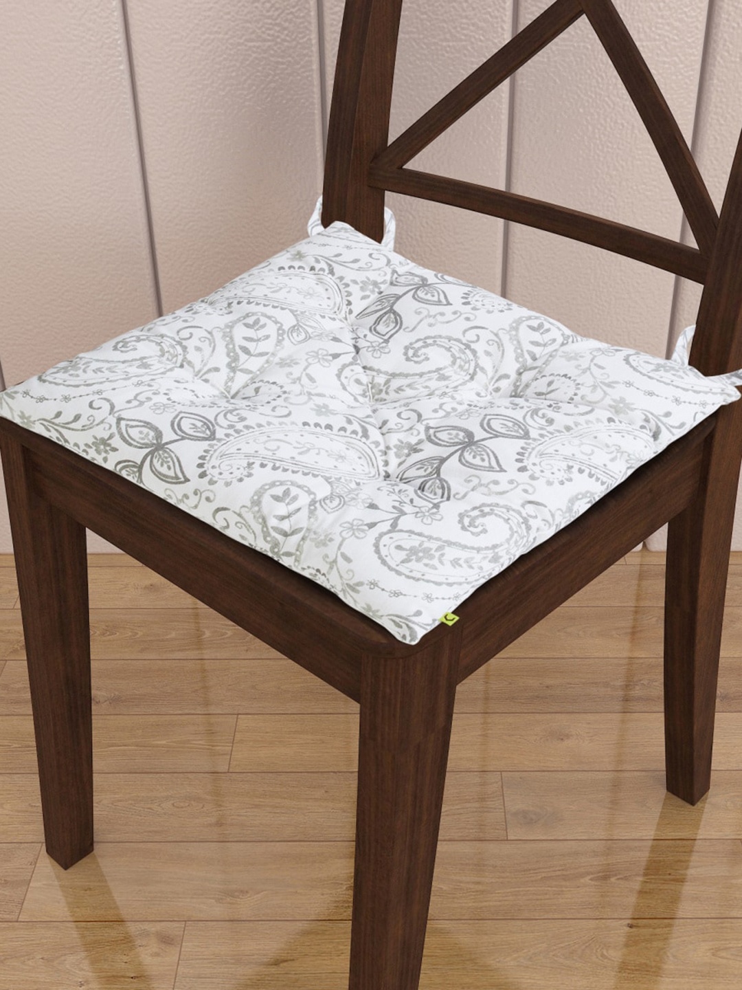 

Home Centre Poise White Printed Square Cotton Chair Pad