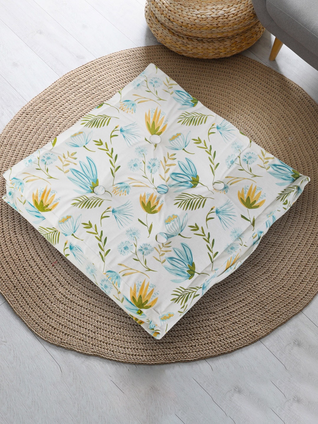 

Home Centre Poise White & Green Printed Floor Cushion