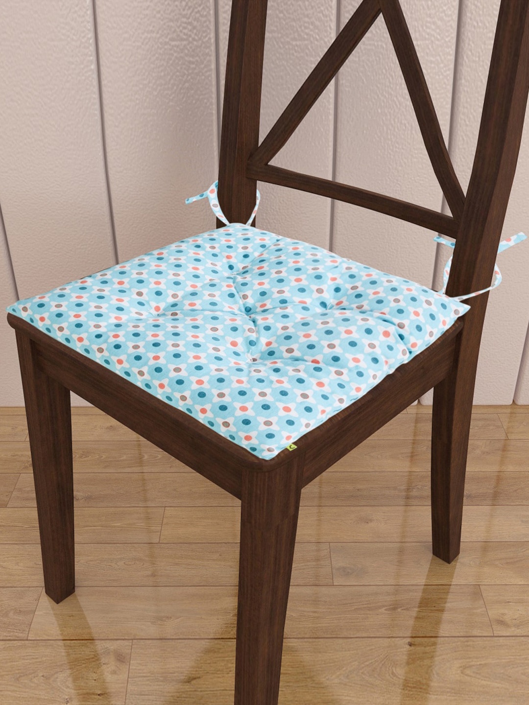 

Home Centre Blue Printed Cotton Chair Pad