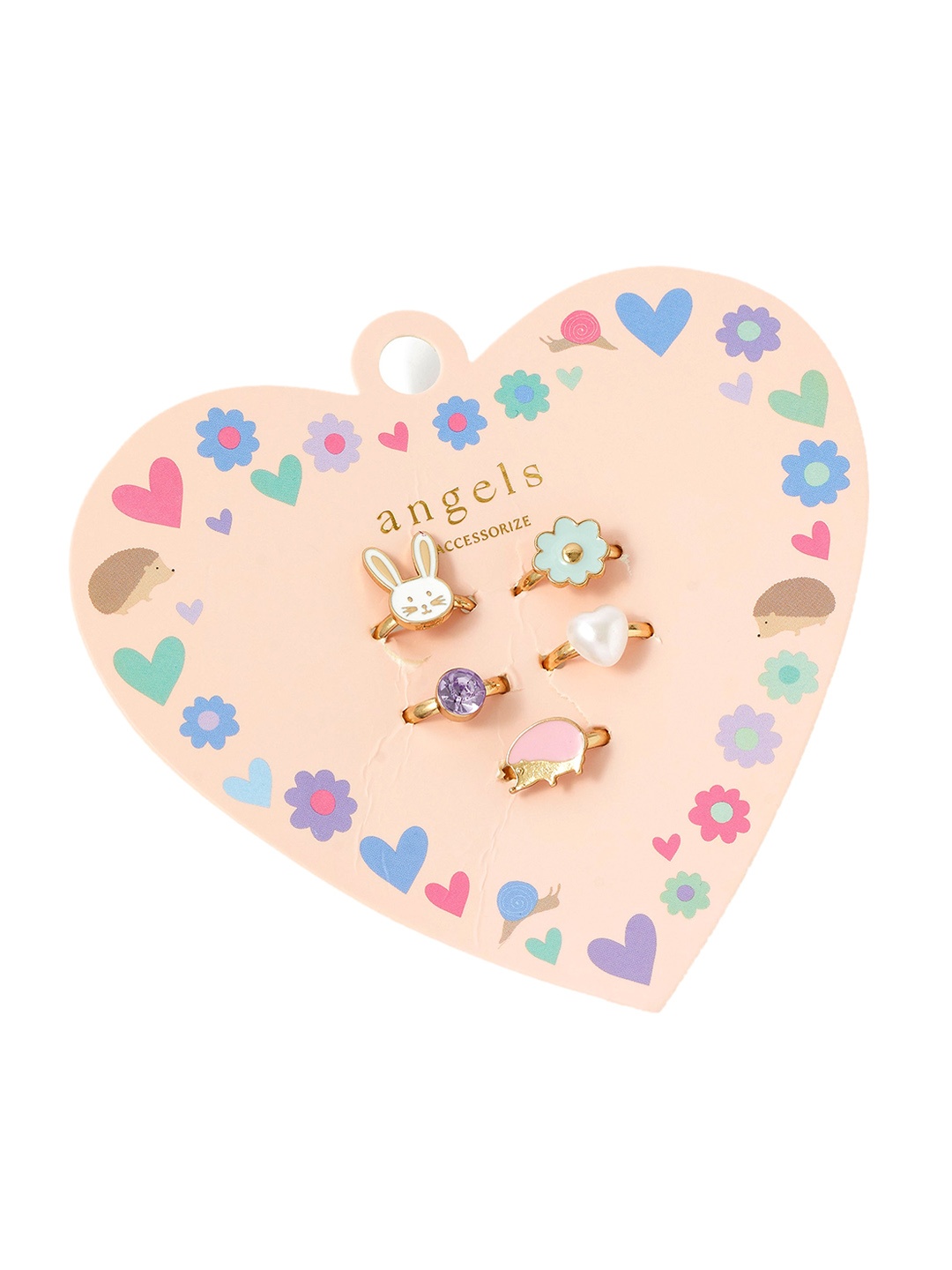

Accessorize Girls Set Of 5 Stone-Studded Finger Rings, Gold