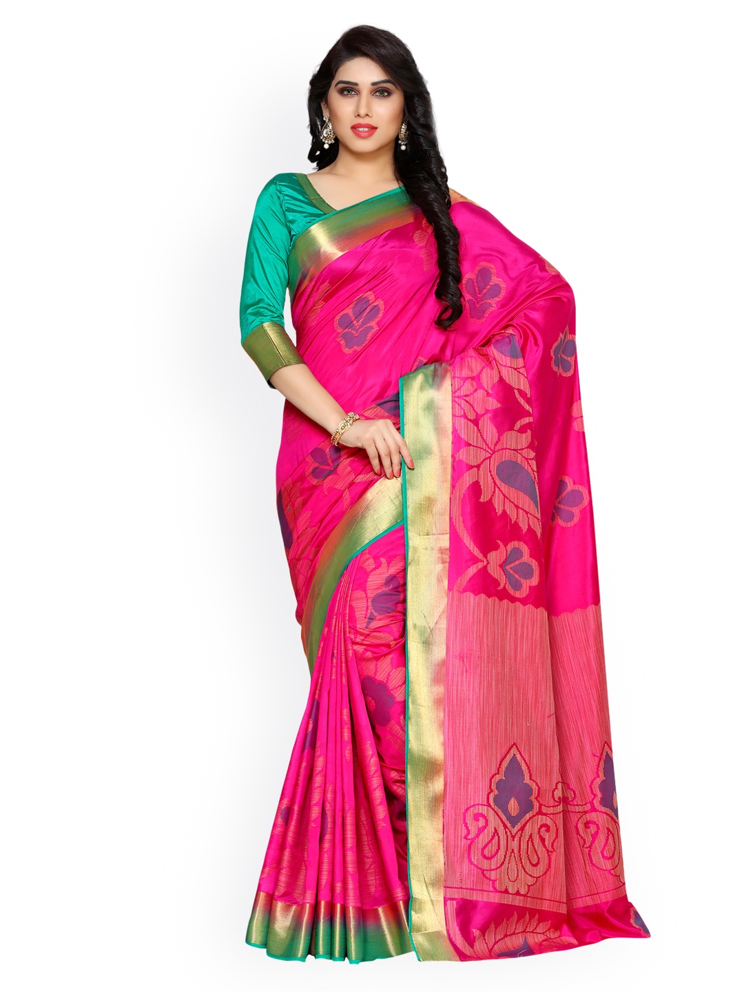 

MIMOSA Pink Art Silk Woven Design Kanjeevaram Saree
