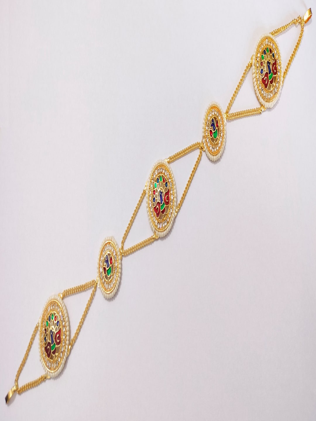 

Sanjog Gold-Plated Kundan-Studded & Pearl Beaded Matha Patti