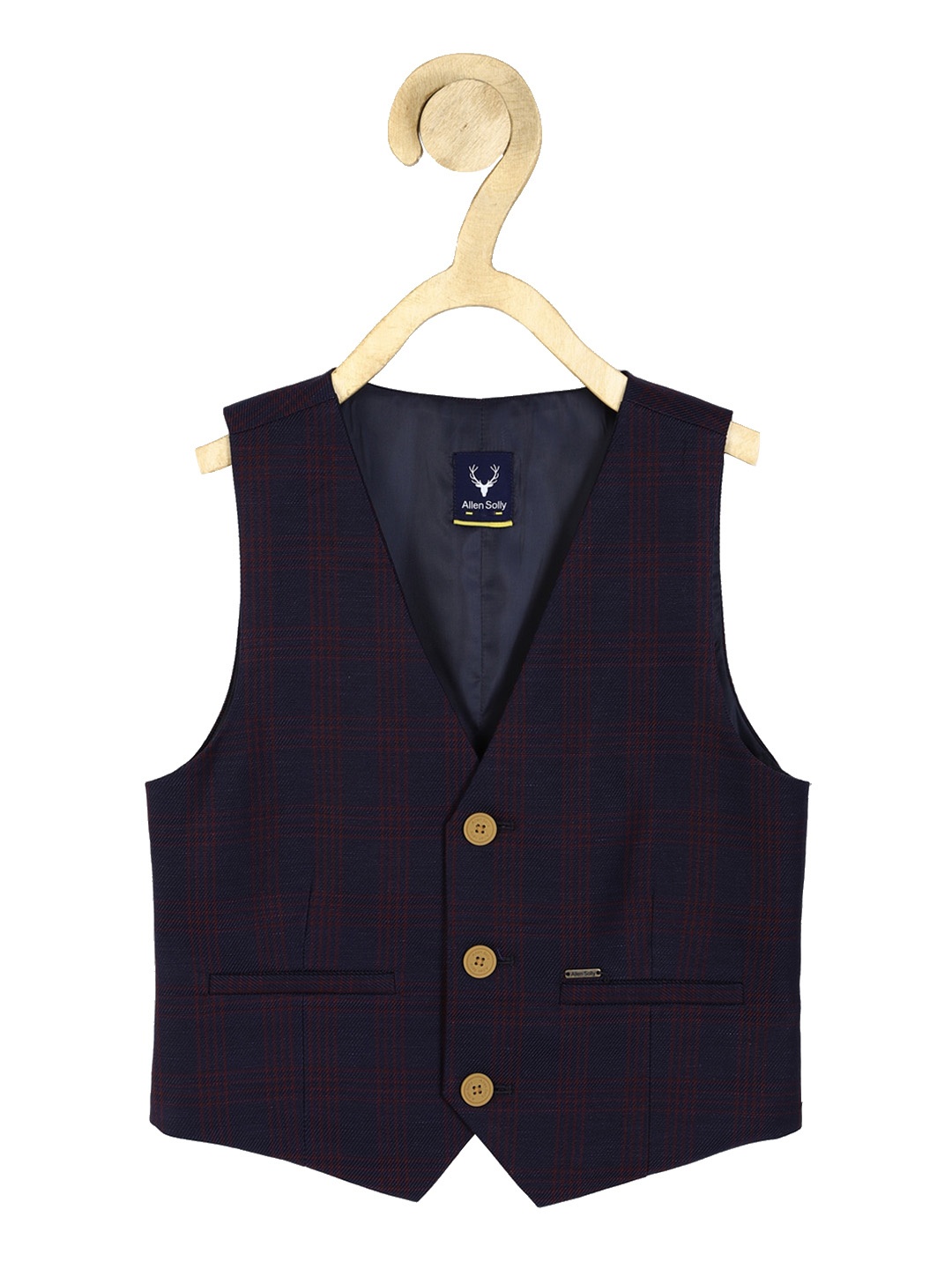 

Allen Solly Junior Boys Woven Design Waistcoat, Navy blue