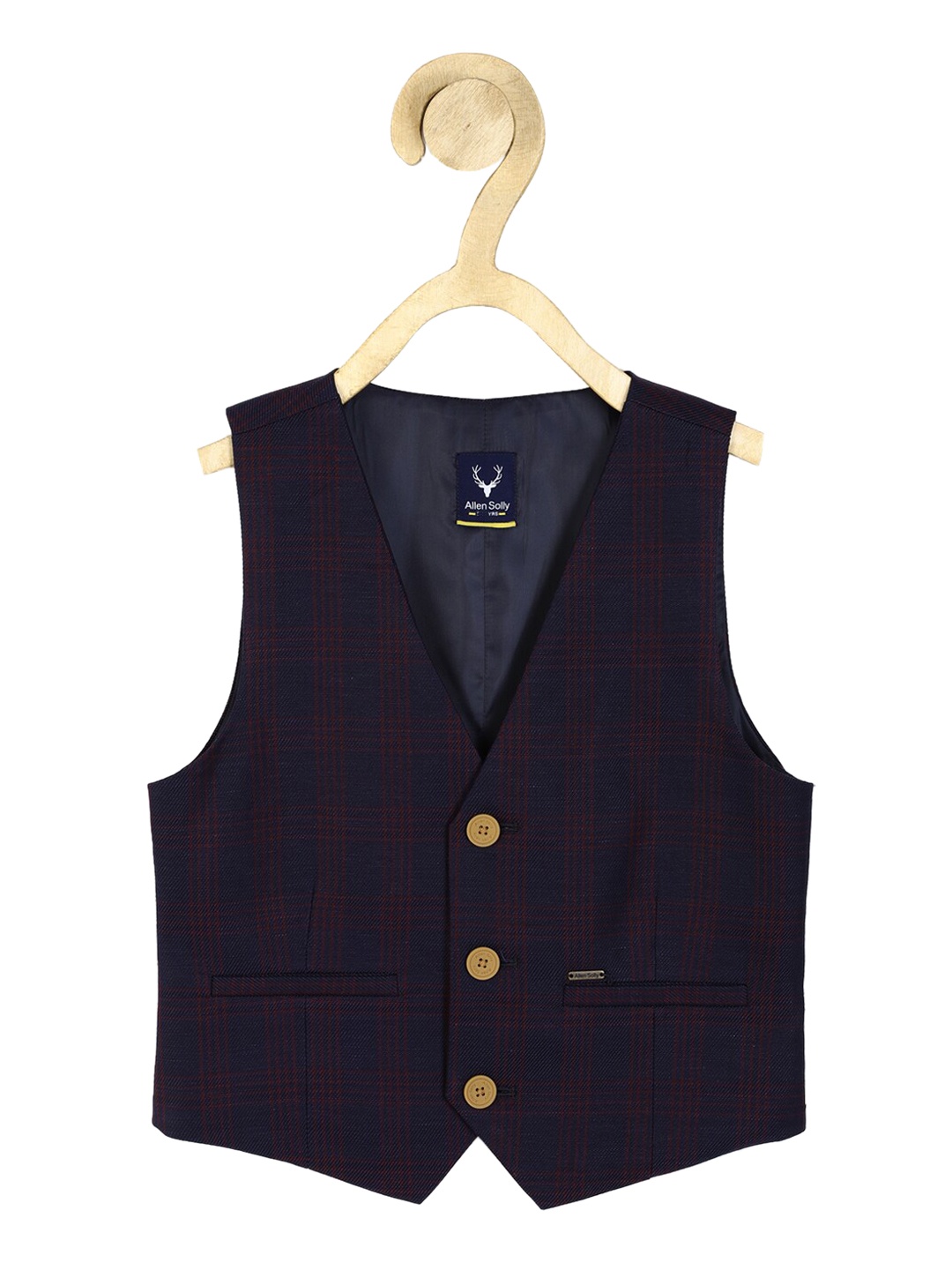 

Allen Solly Junior Boys Woven Design Waistcoat, Navy blue