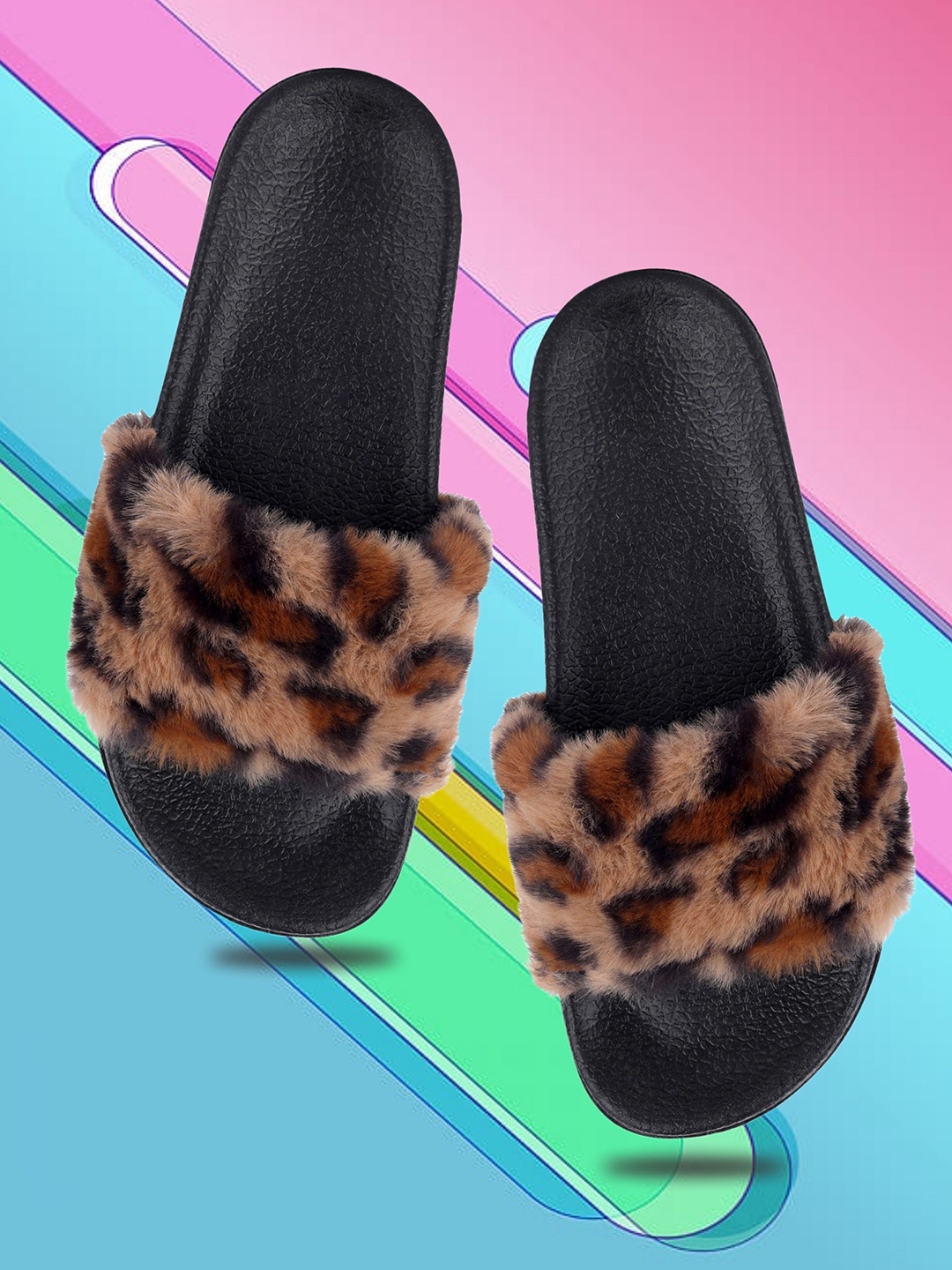 

AMACLASS Women Printed Sliders, Brown