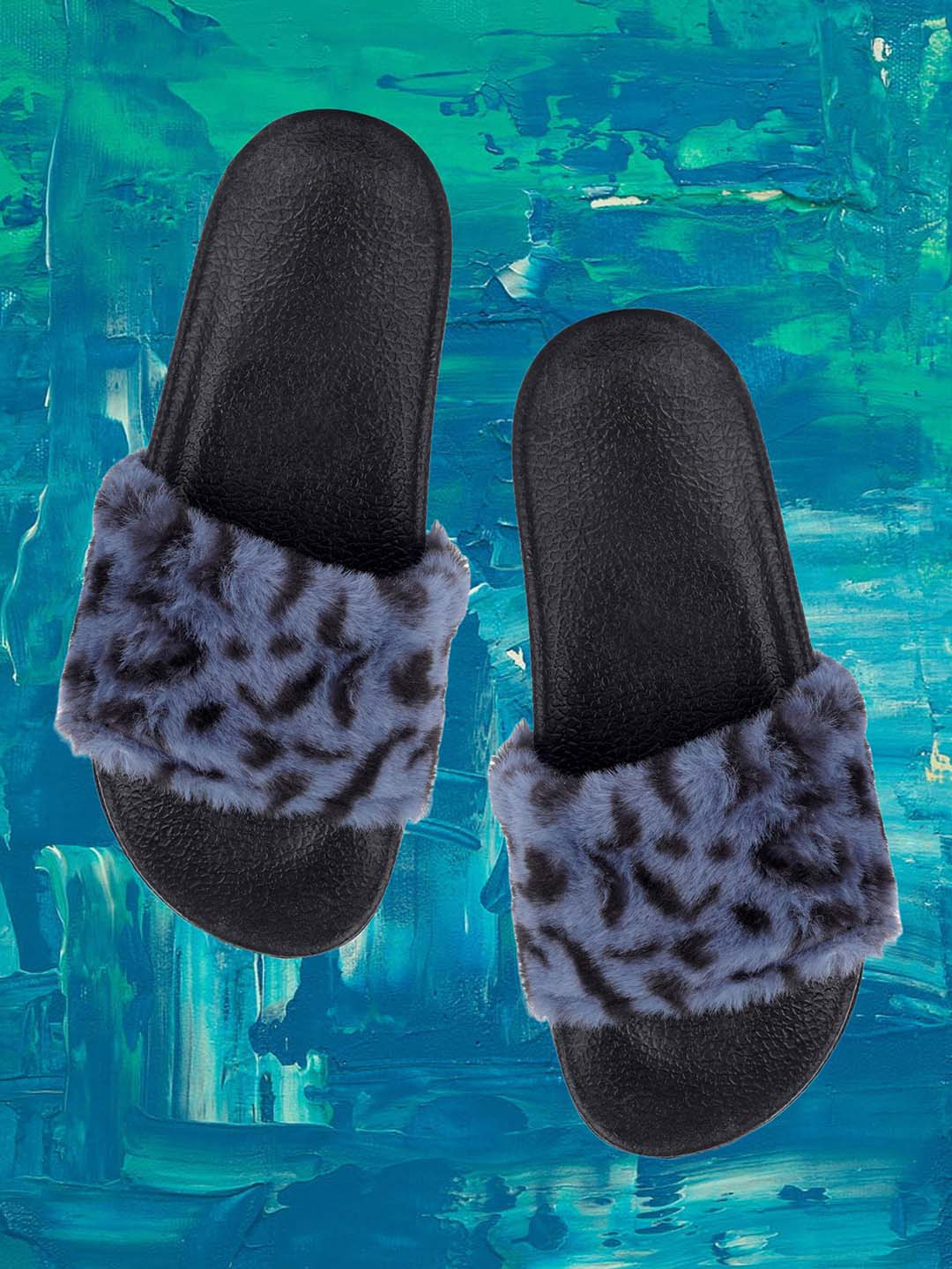 

AMACLASS Women Printed Sliders, Blue