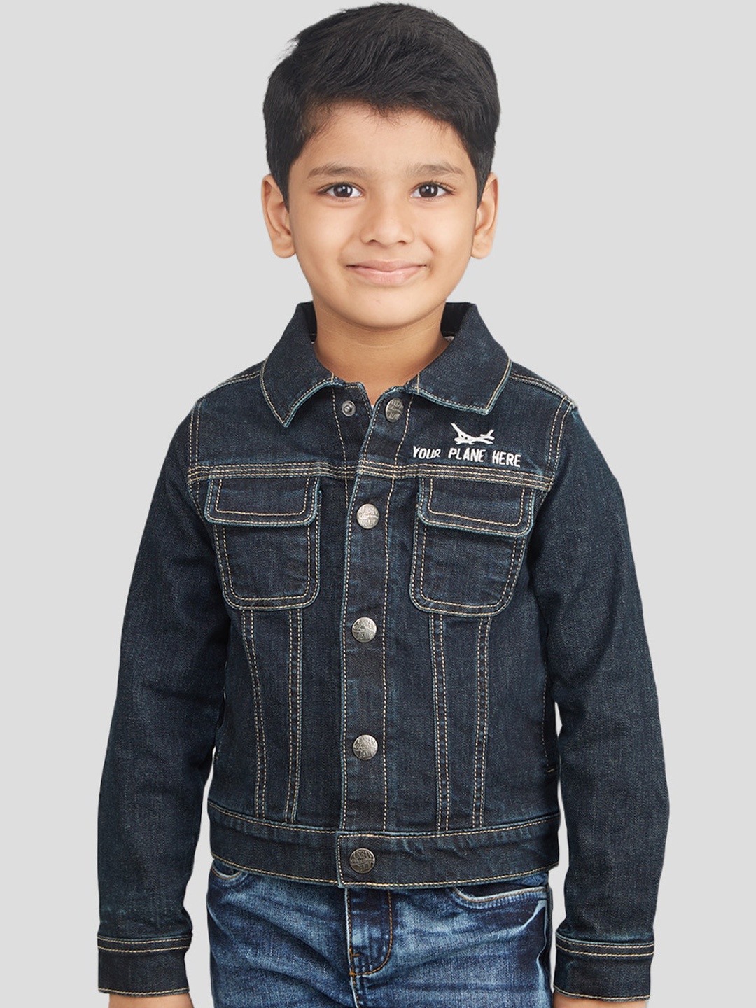 

Zalio Boys Washed Crop Denim Jacket, Navy blue