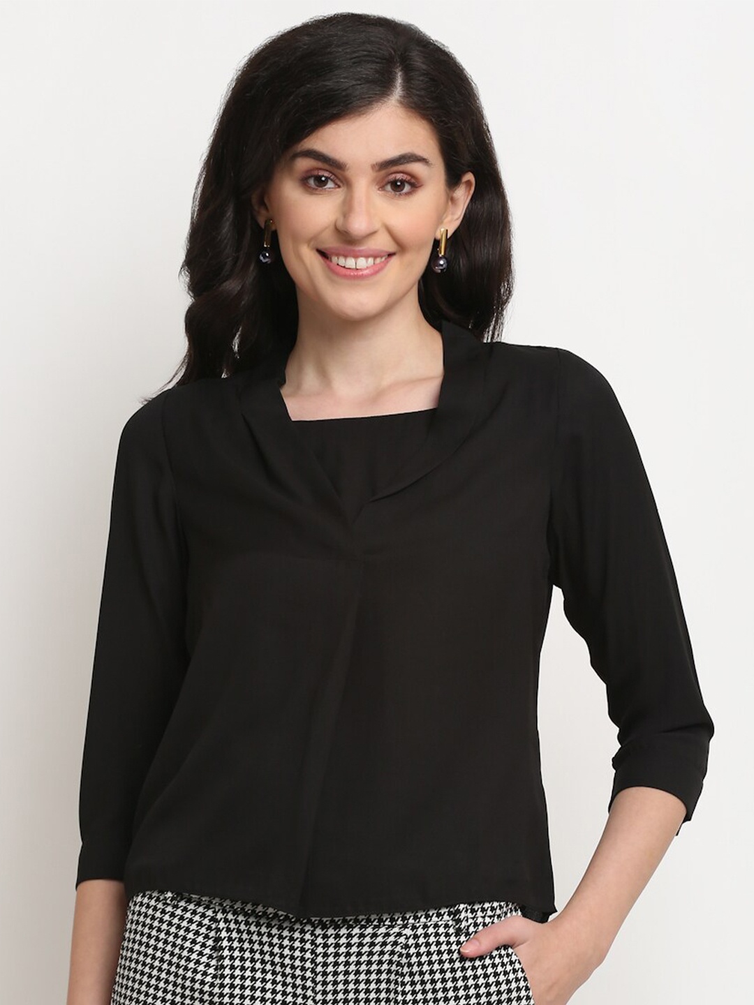 

La Zoire Cowl Neck Georgette Top, Black